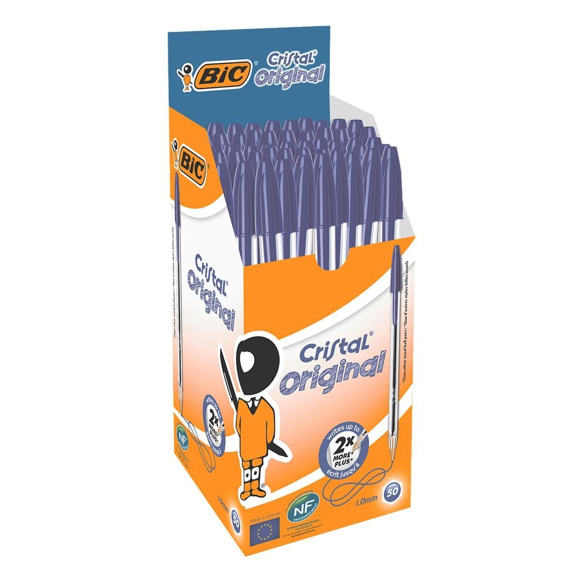 BIC Kugelschreiber Cristal, (50-tlg), Großpack, Strichstärke: 0,4 mm