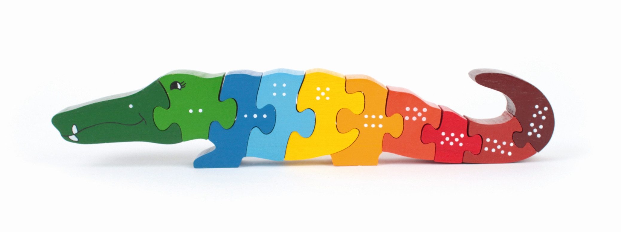El Puente Puzzle Zahlen-Puzzle "Krokodil", Handmade, Puzzleteile, Fair Trade