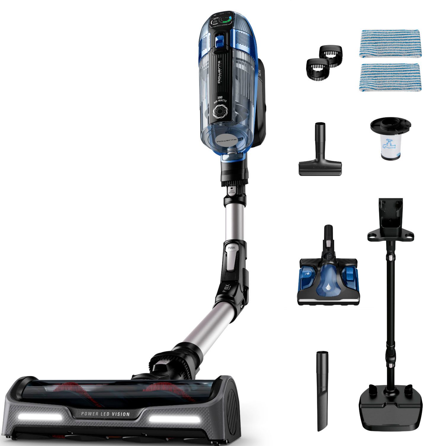 Rowenta Akku-Hand-und Сталевий пилосос X-Force Flex 14.60 Aqua, leistungsstark, langlebiger Akku, Flex-Gelenk, 480 W, beutellos, bis zu 200 Air Watt, Aqua-Düse, 2-in-1 Wisch- und Saugfunktion, RH99C3