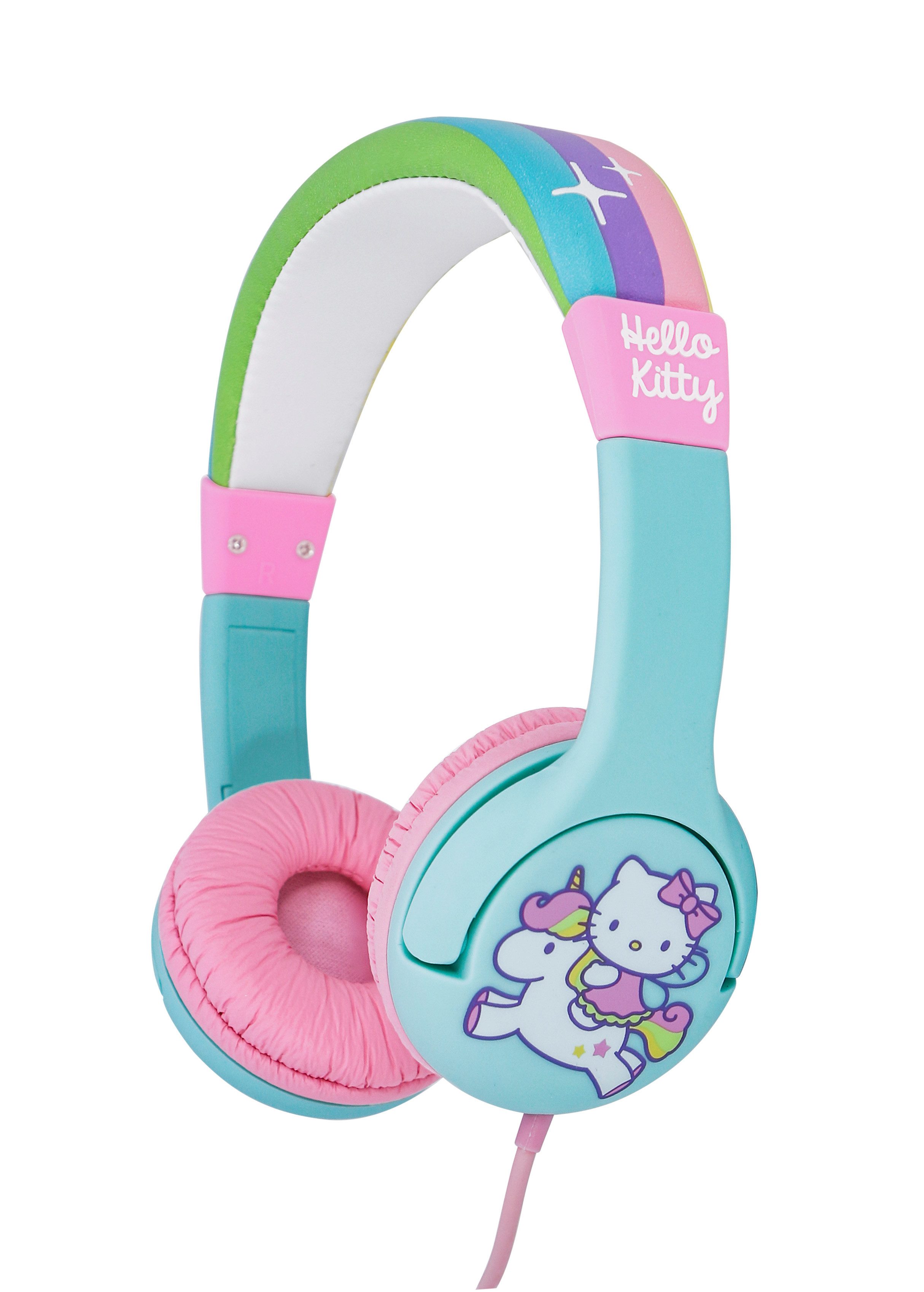 OTL Hello Kitty Regenbogen Einhorn Kopfhörer für Kinder Kinder-Kopfhörer (kindgerechte Lautstärkebegrenzung)