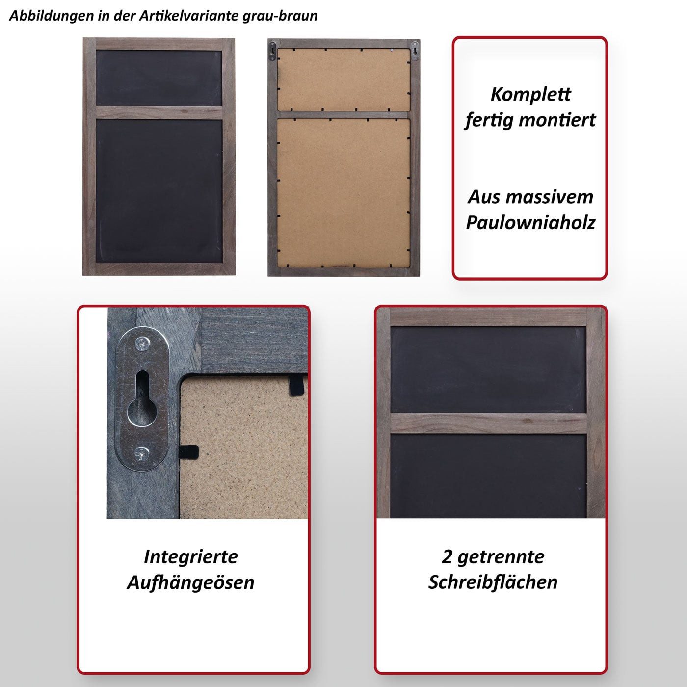 MCW Wandtafel MCW-C51-t, Dekorativer Shabby-Look, 2 getrennte Schreibflächen