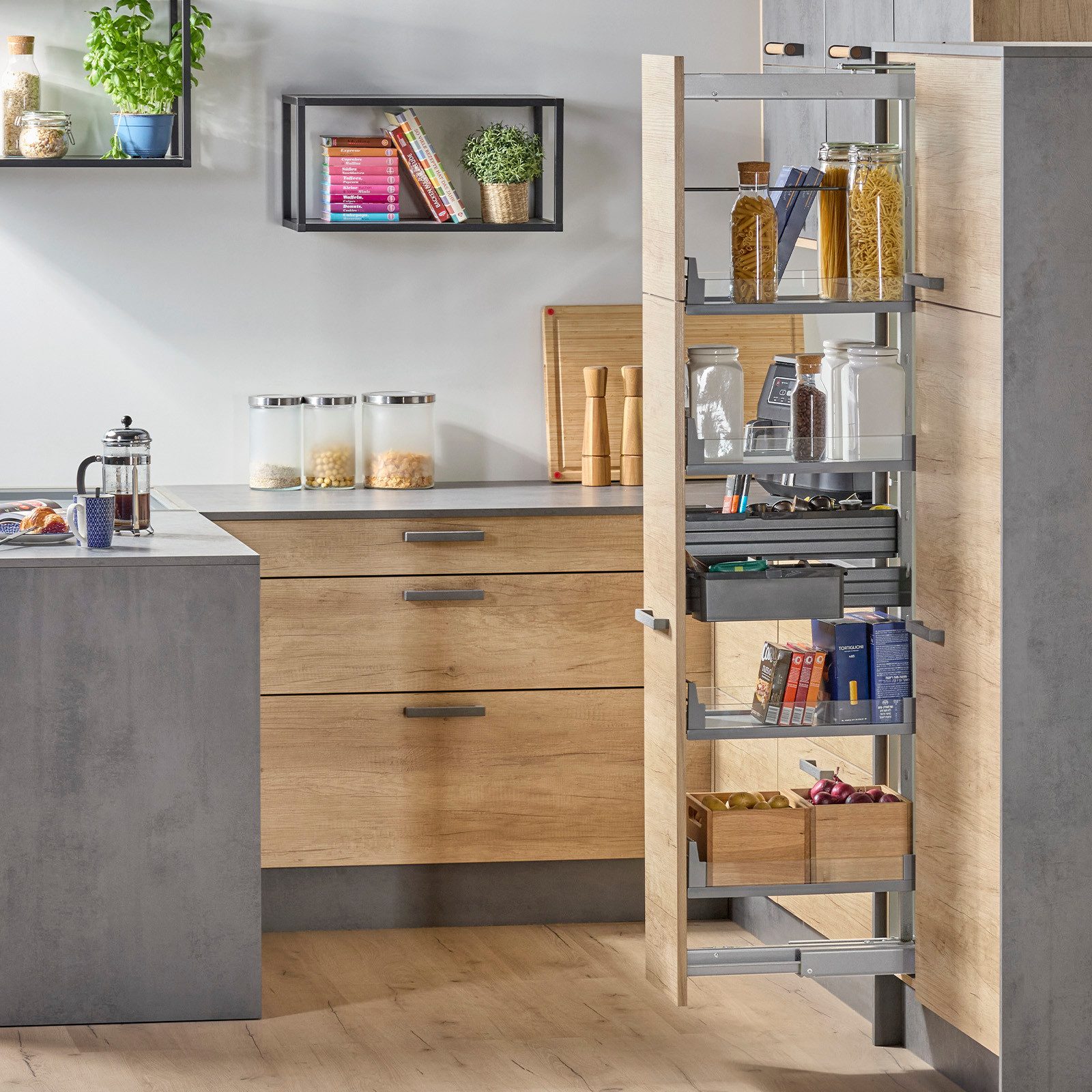 Kesseböhmer Auszug Dispensa-X Apothekerauszug, ARENA Tablare (Glasregling), Set 120-160cm, 4 Einhängetablare, für Schrankbreite 300mm