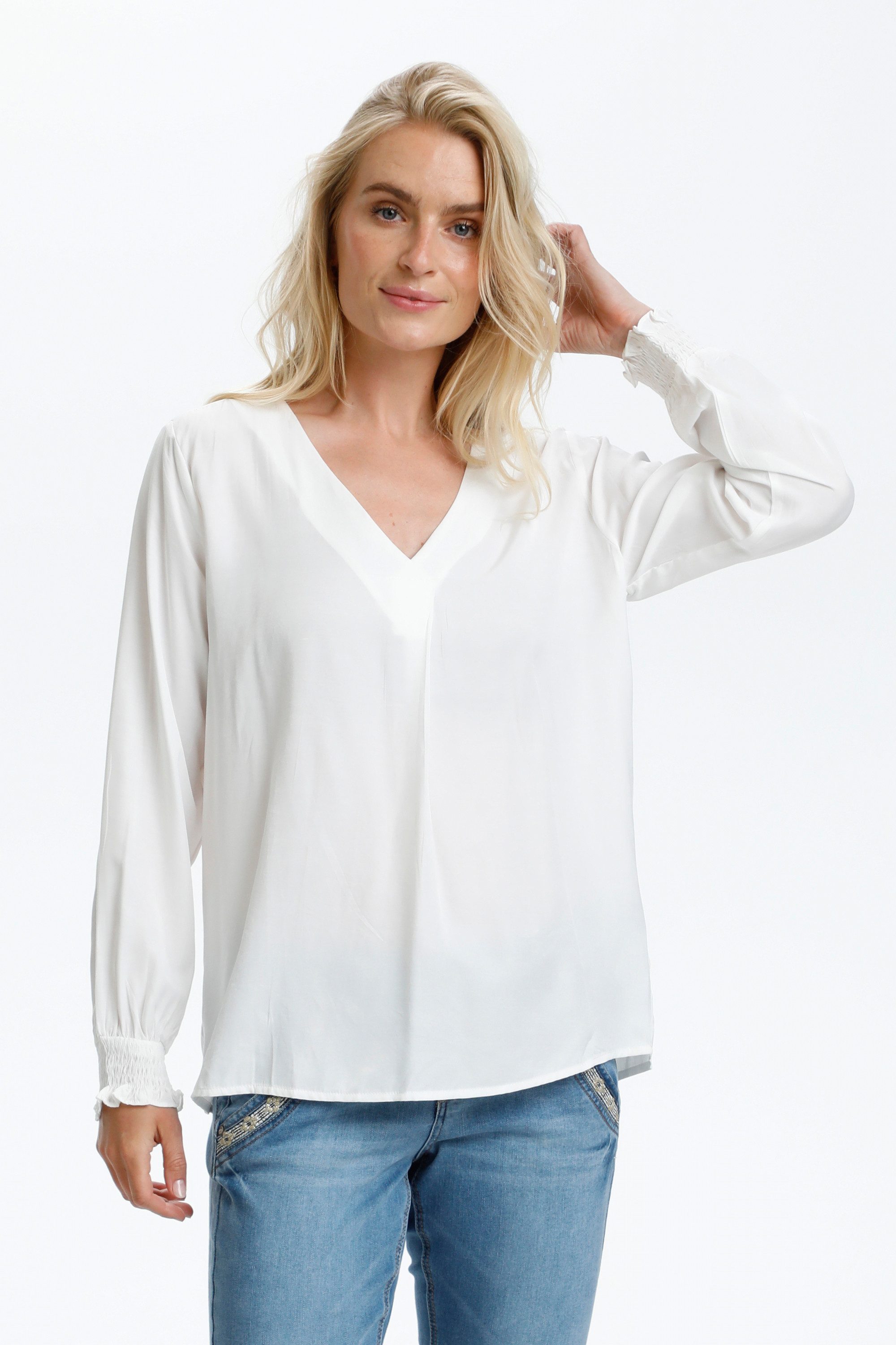 Langarmbluse Bluse langarm FengCR