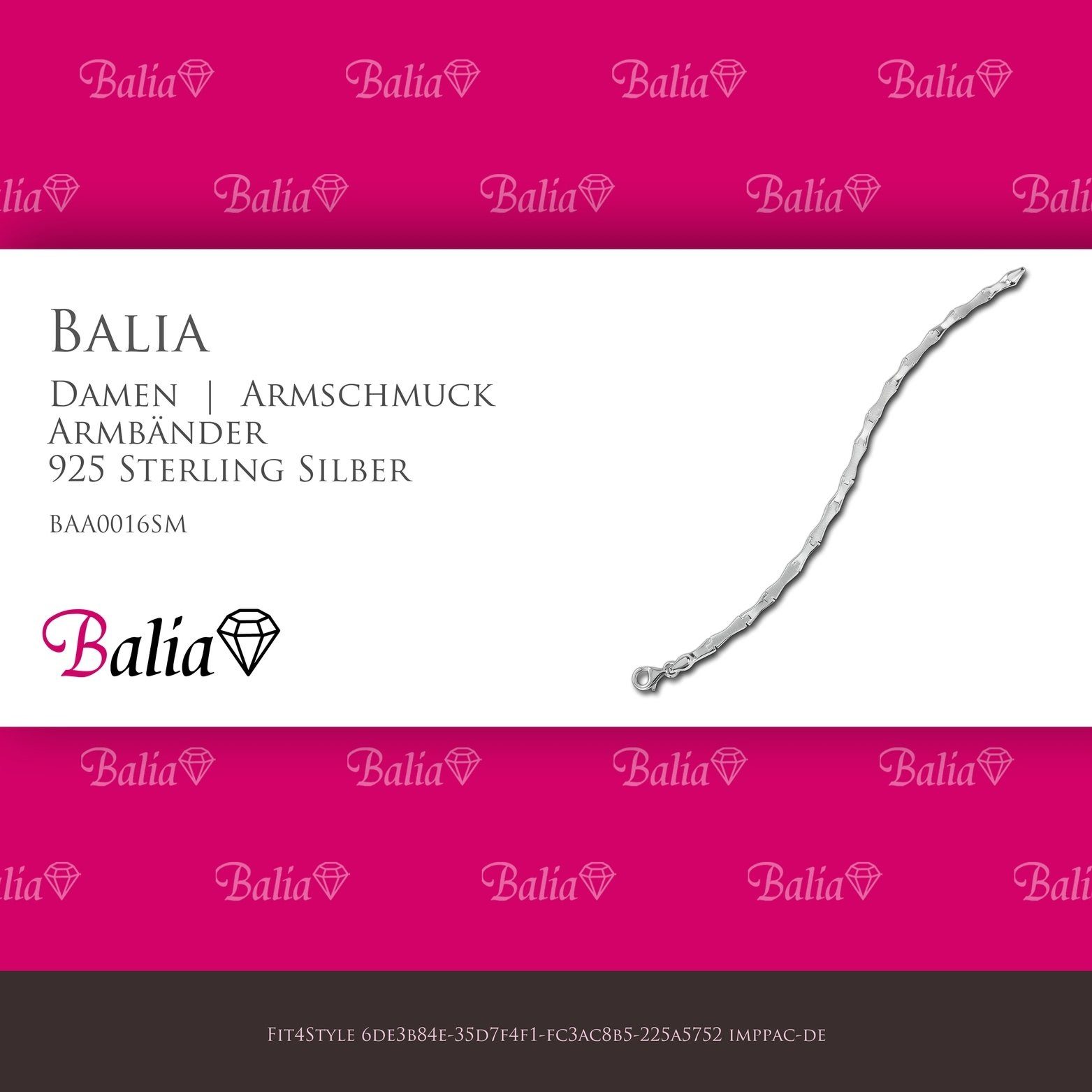 Balia Silberarmband Balia 925 mattiert (Style) ca. Silber (Armband), Damen Silber für Armband Armband 19,3cm