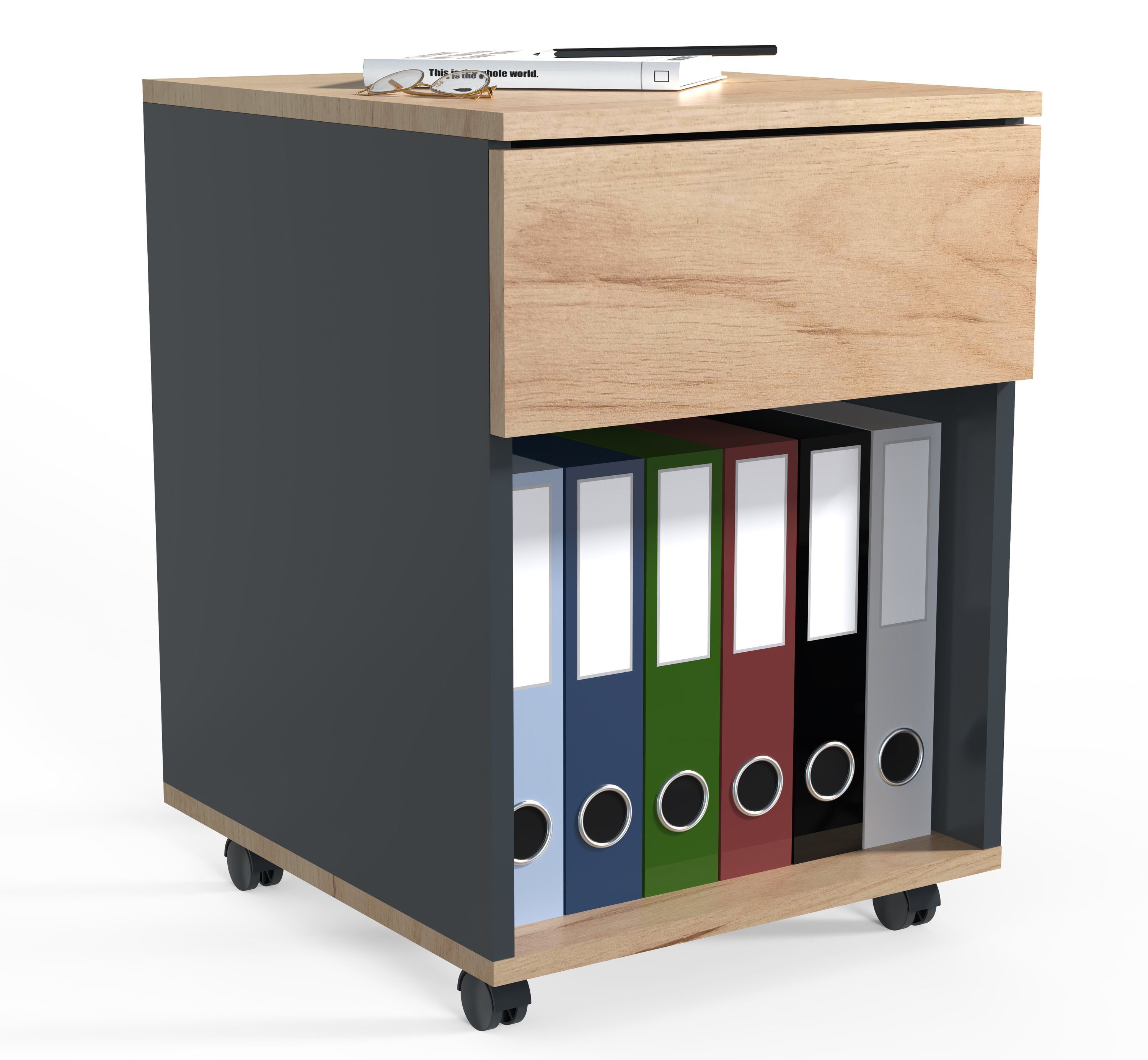 VCM Rollcontainer Büroschrank Dalosa H. 55 x B. 39 x T. 45 cm, Beistellcontainer mit Schubladen, Bürocontainer