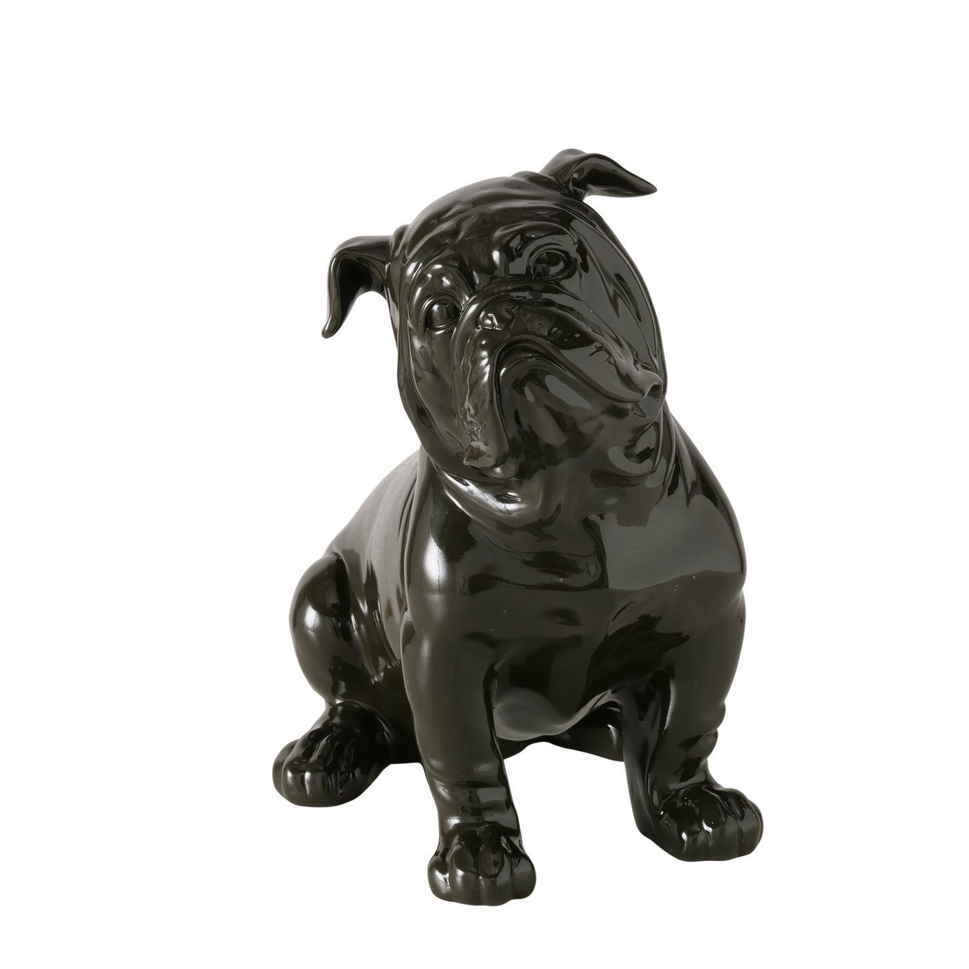 MF Tierfigur Bully Figur Schwarz Glanzoptik 32cm Handbemalt Deko Hund (1 St)