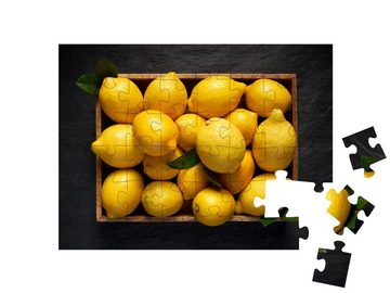 puzzleYOU Puzzle Holzkorb: frische Zitronen von oben, 48 Puzzleteile, puzzleYOU-Kollektionen Obst, Essen und Trinken