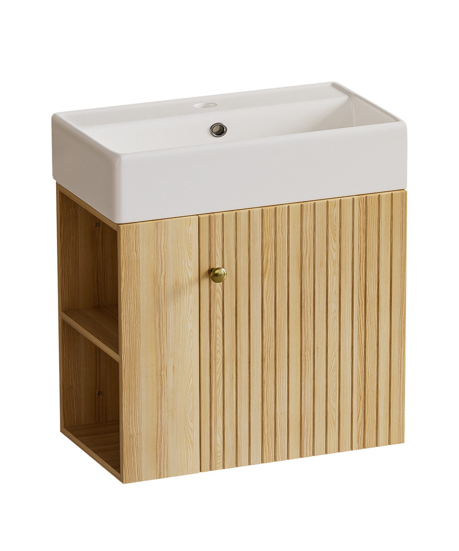 Yorbay Waschtisch Badmöbel Waschtischunterschrank (Breite 55 cm, Badschrank mit Waschbecken), Waschbecken mit Waschtisch für kleine Badezimmer