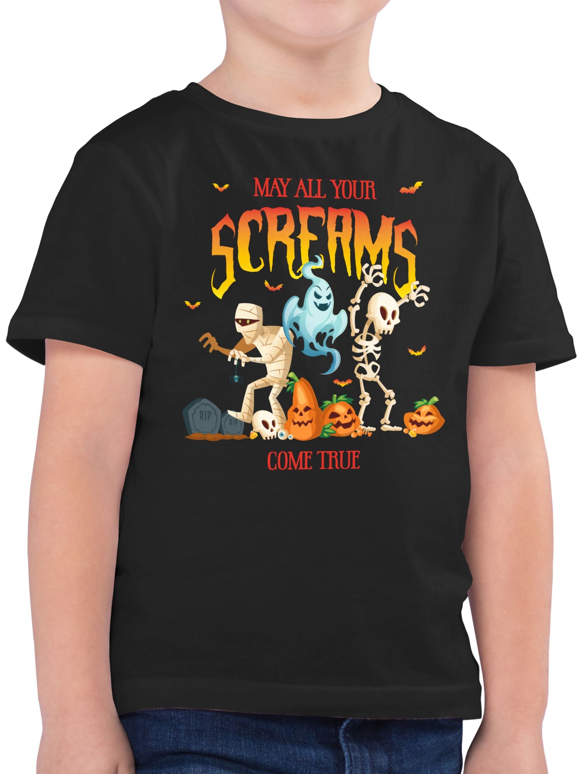 Shirtracer T-Shirt Geist Gespenst Zombie Skelett Halloween Kostüme für Kinder Jungs 01 Schwarz
