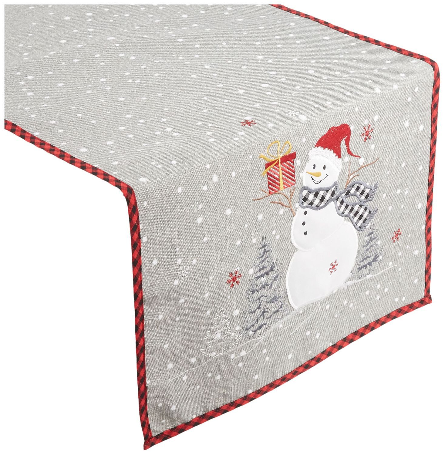 texpot Tischdecke mit Stickerei Schneemann Winter Weihnachten (1-tlg)