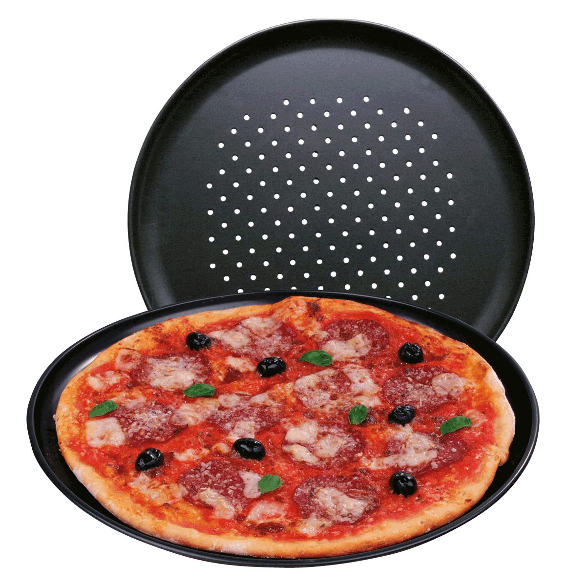 EUROHOME Pizzablech Ofenbackblech rund - Pizzaform - Pizzapfanne - Ofen Form - Backform, Karbonstahl, (1-St., Pizza Backblech Ø 33 cm), Pizzabackblech antihaft - hitzebeständig