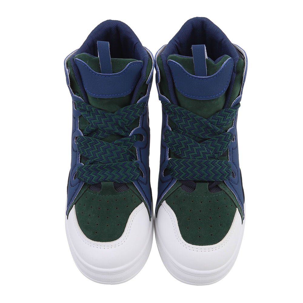 Ital-Design Damen High-Top Freizeit Sneakerboots (84463417) Keilabsatz/Wedge Sneakers High in Blau