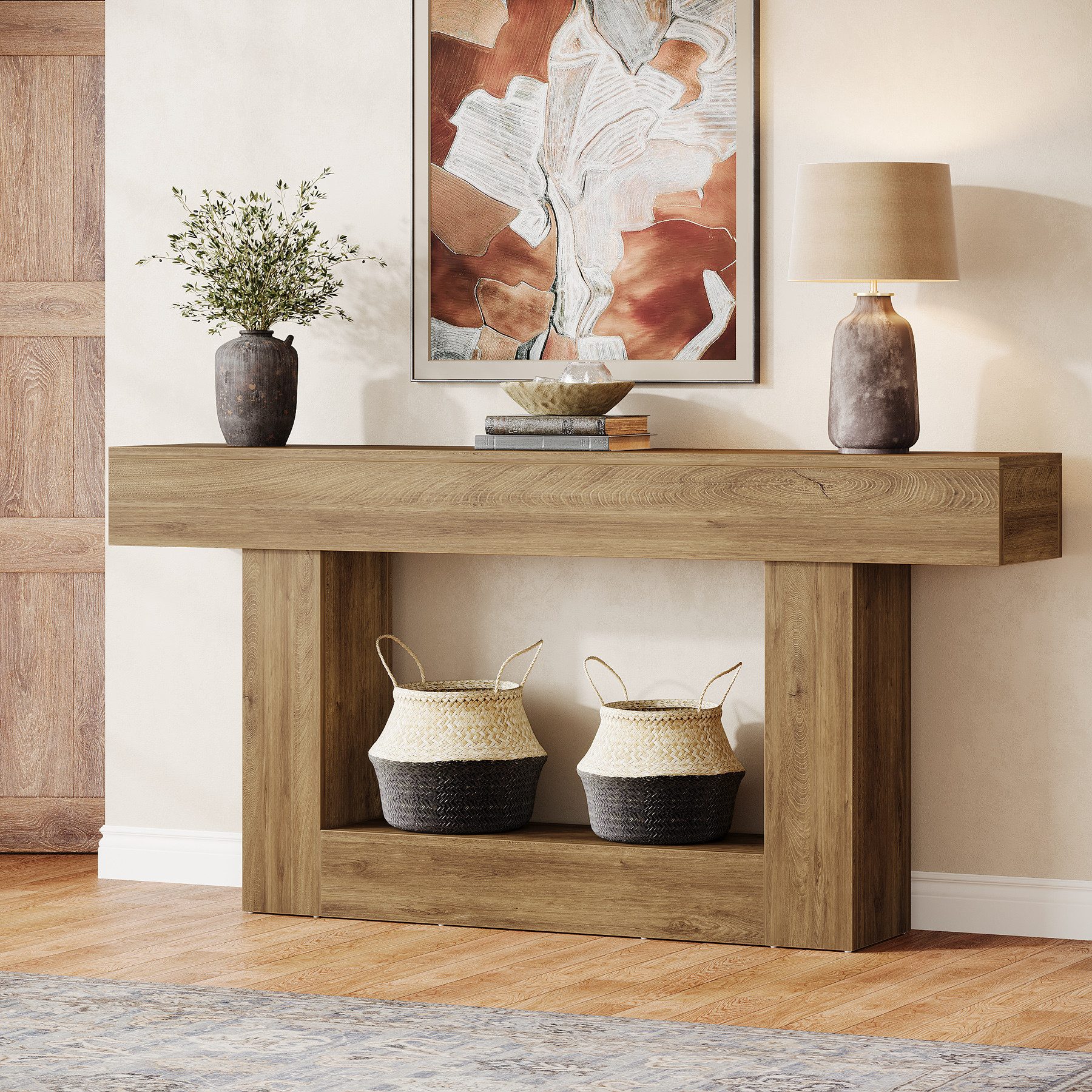 Tribesigns Konsolentisch 160 cm Eingangstisch im Landhausstil mit U-förmiger Basis