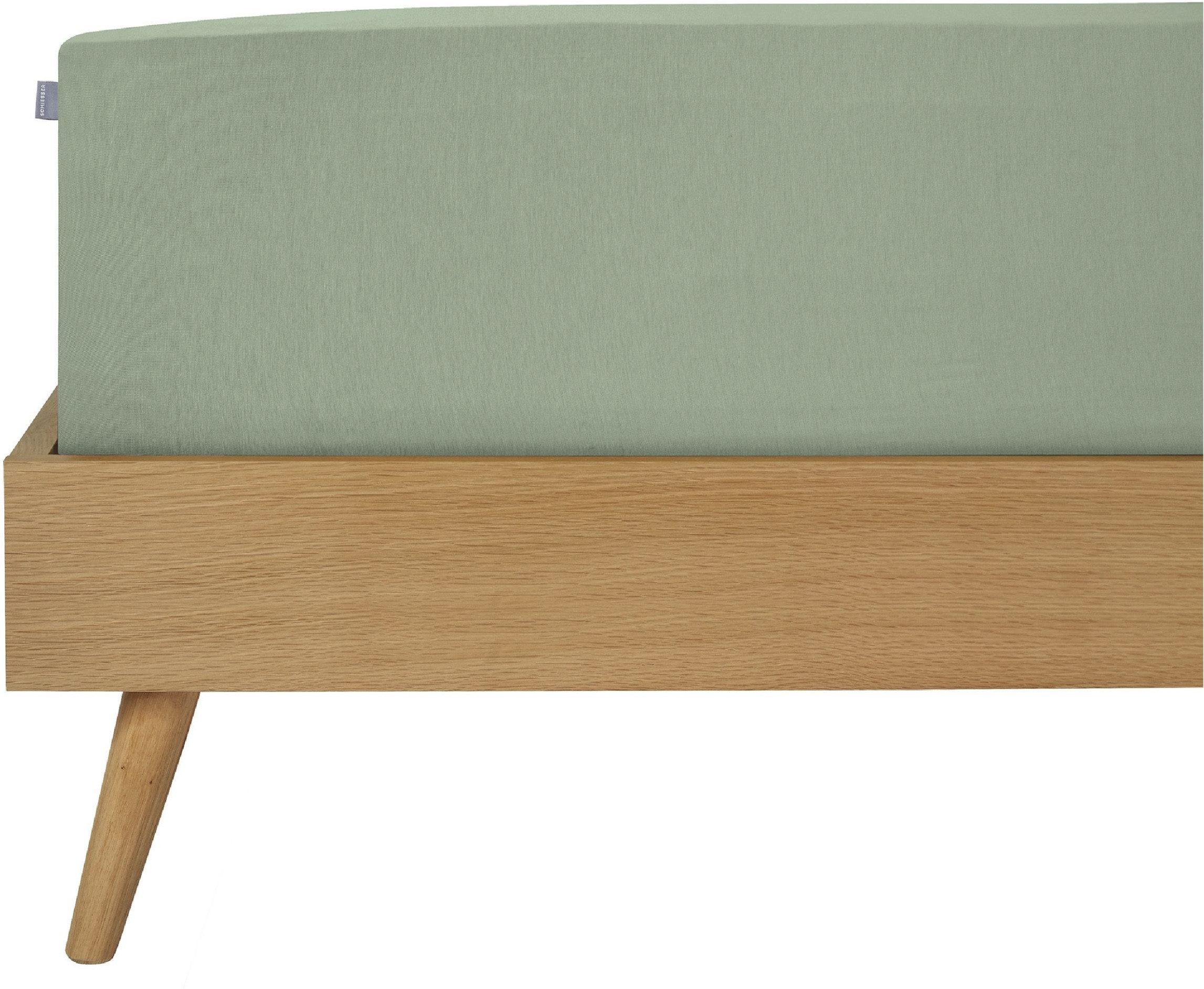 Schiesser Spannbettlaken Elli aus weicher Baumwolle mit Elasthananteil für flexiblen Sitz, Jersey-Elasthan, Gummizug: rundum, (1 Stück), für hohe Matratzen und Boxspringbetten, OEKO-TEX® MADE IN GREEN