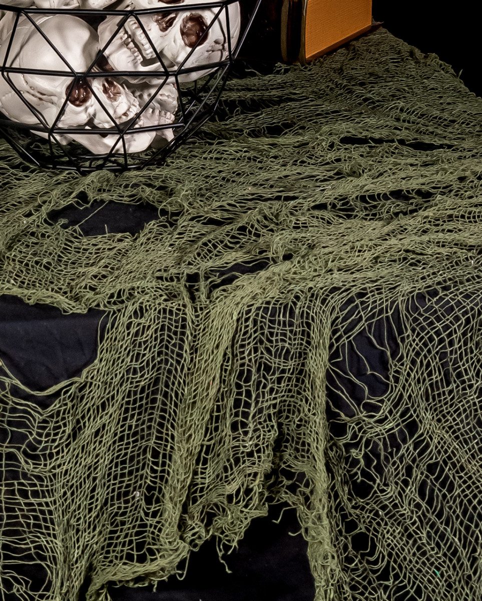 Horror-Shop Dekoobjekt Grüner Halloween Deko Stoff im Fetzen-Look 300 x 7