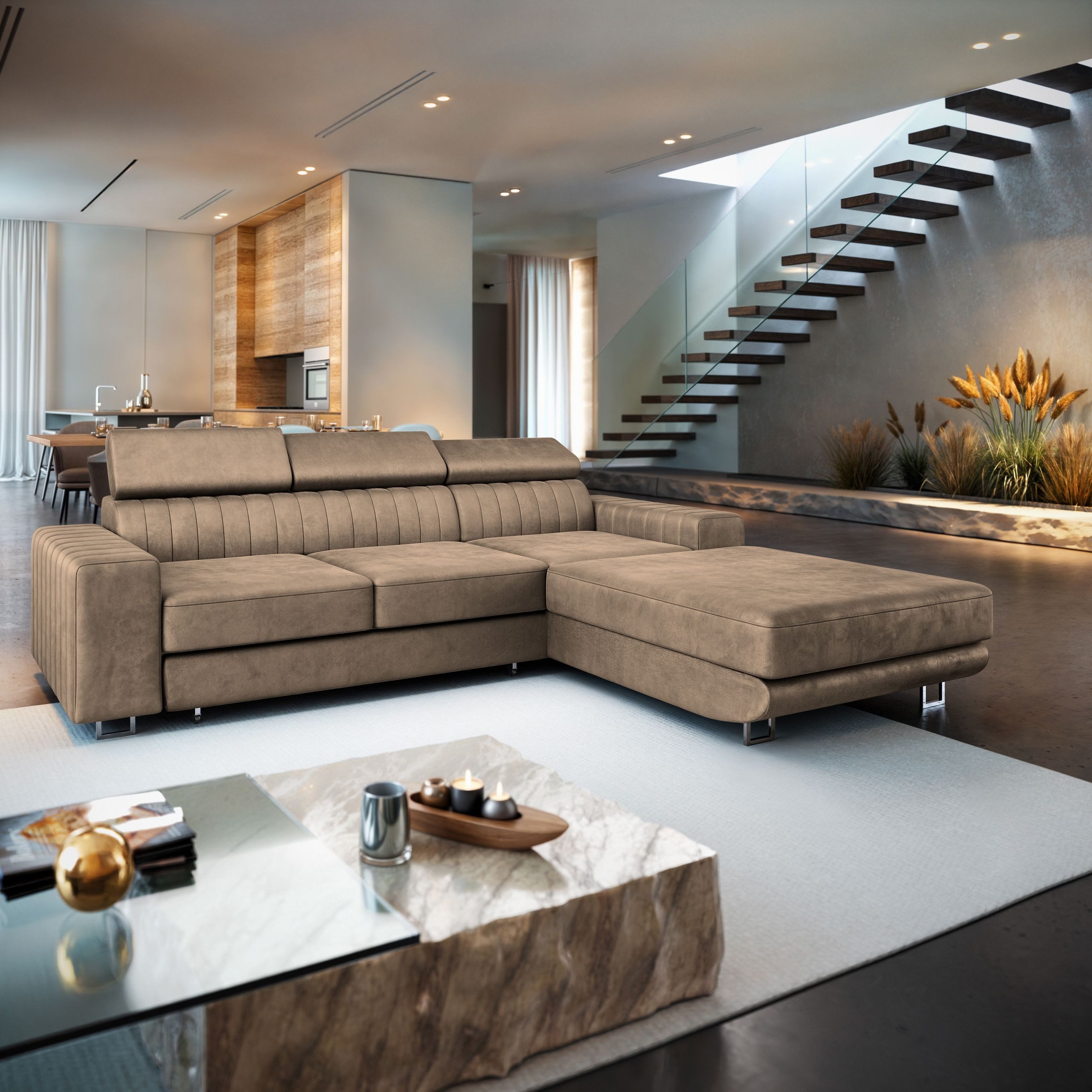 Masseno Ecksofa NOTO mit Schlaffunktion L-Form, Sofa mit Bettkasten günstig online kaufen