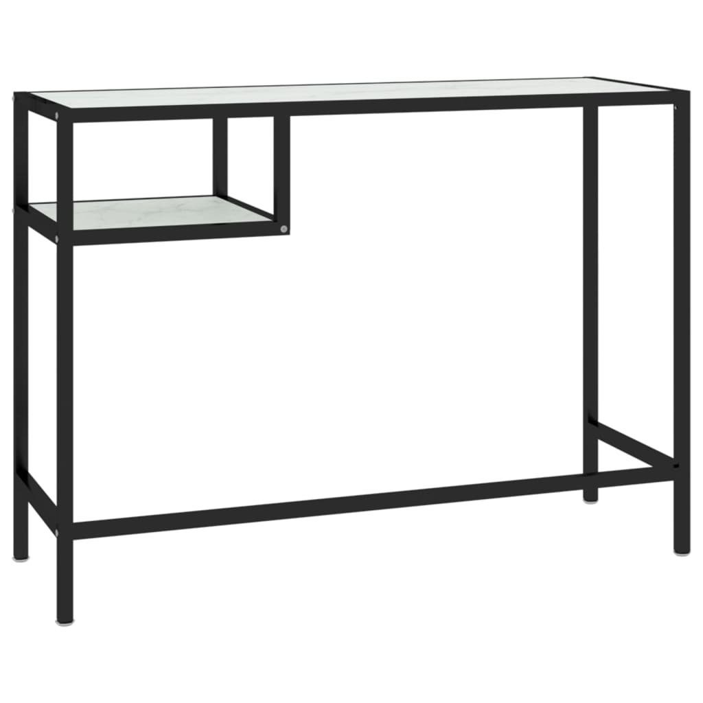 Hartglas Schreibtisch 100x36x74 cm furnicato Weiß Computertisch Marmor