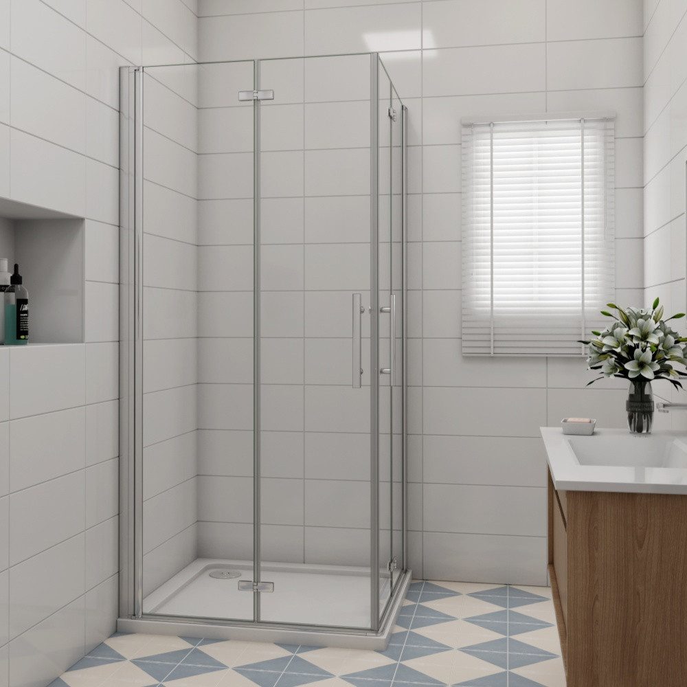Duschparadies Dusch-Falttür 195cm Scharniertür Falttür Duschkabine Duschabtrennung Duschtür, 70x195 cm, Easyclean Sicherheitsglas, beidseitig montierbar