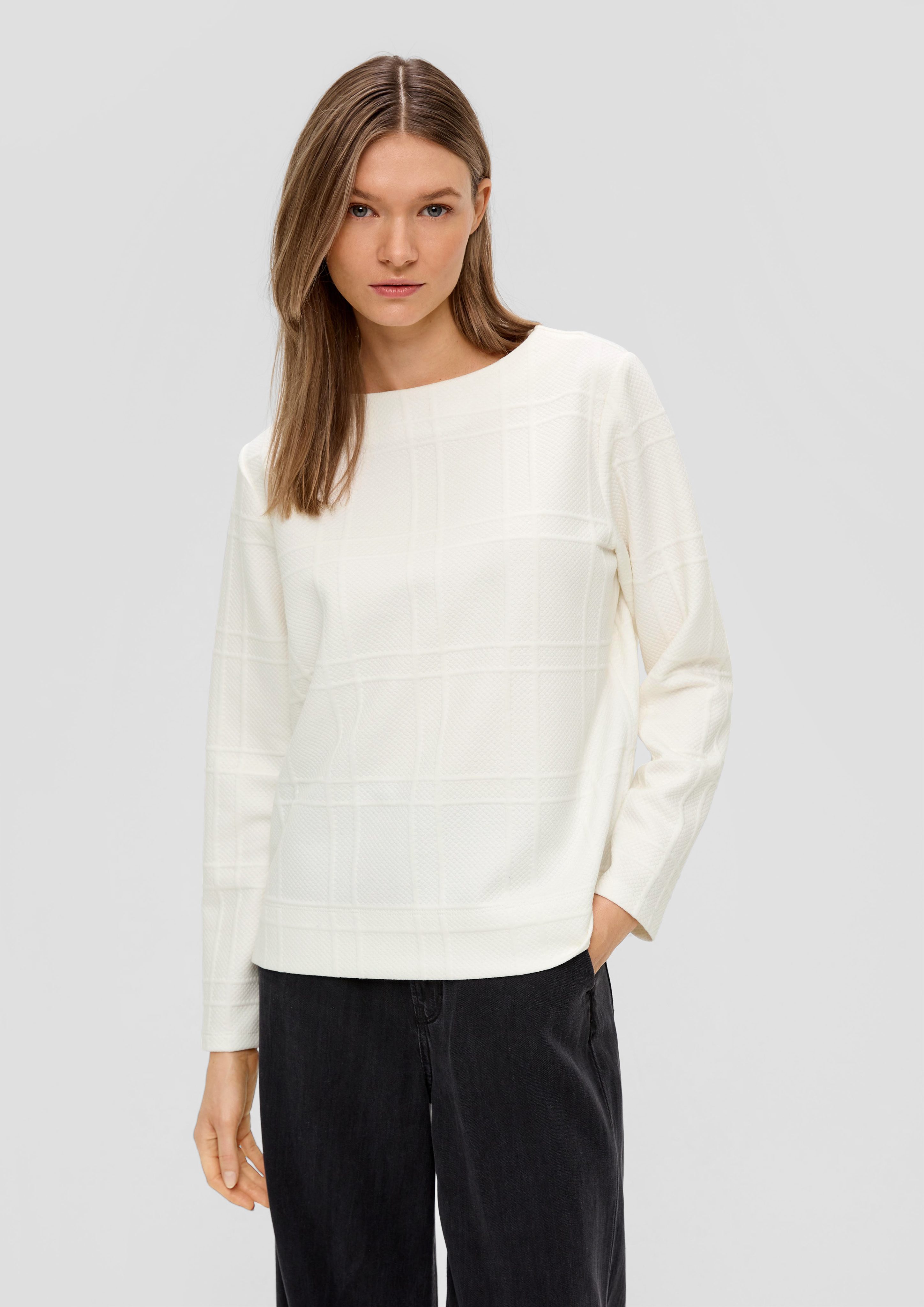 Sweatshirt s.Oliver Musterstruktur mit ecru Sweatshirt