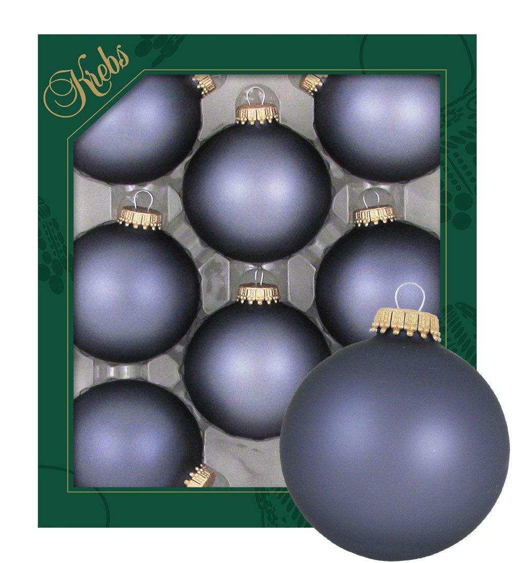 Krebs Glas Lauscha Christbaumschmuck Glaskugel Set - Blaugrau - 8 Stück je günstig online kaufen