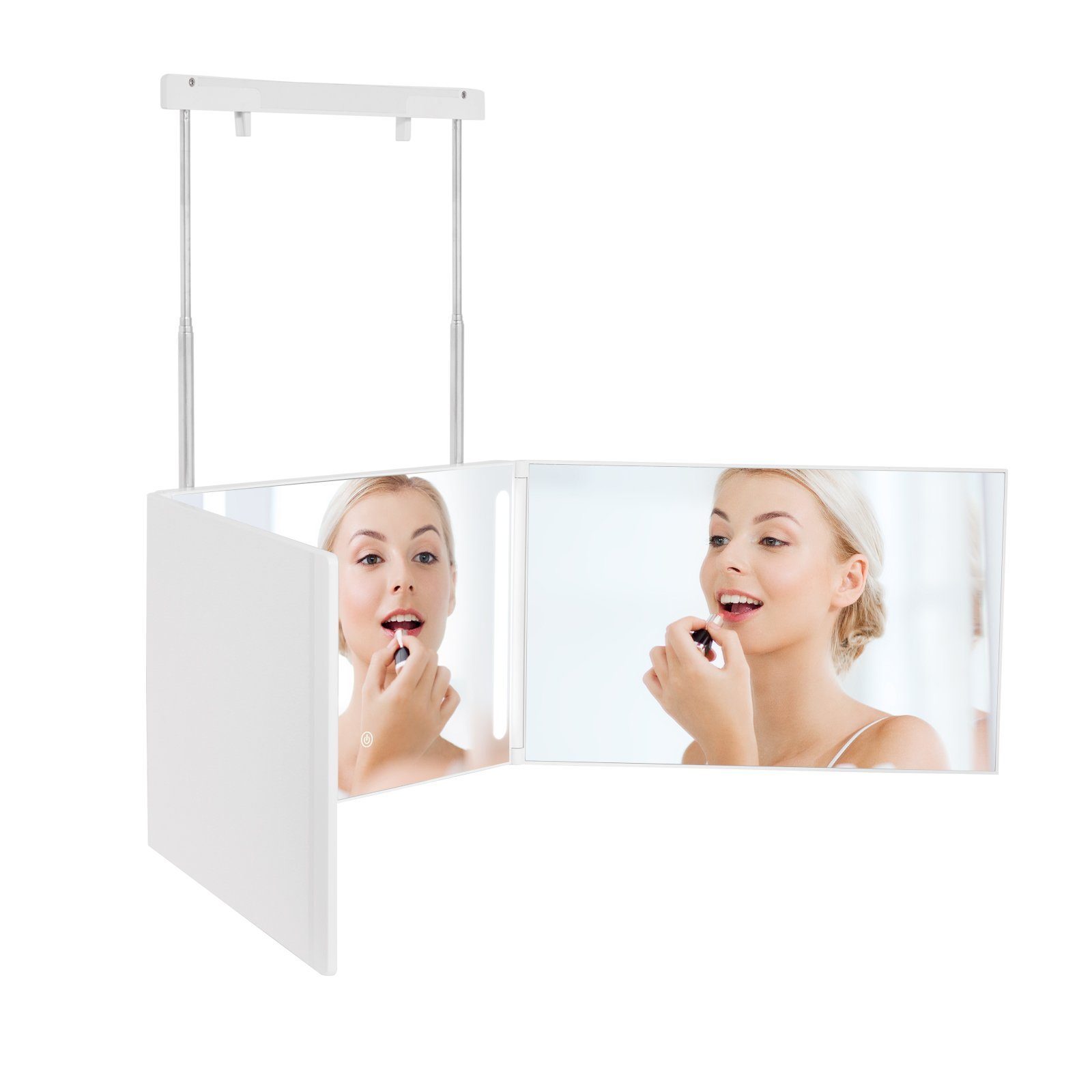 Rasierspiegel Weiß 360 EMKE für Spiegel Kosmetikspiegel Make-up Kosmetikspiegel mit Grad Vergrößerung EMKE Beleuchtung, mit 5X Höhenverstellbaren