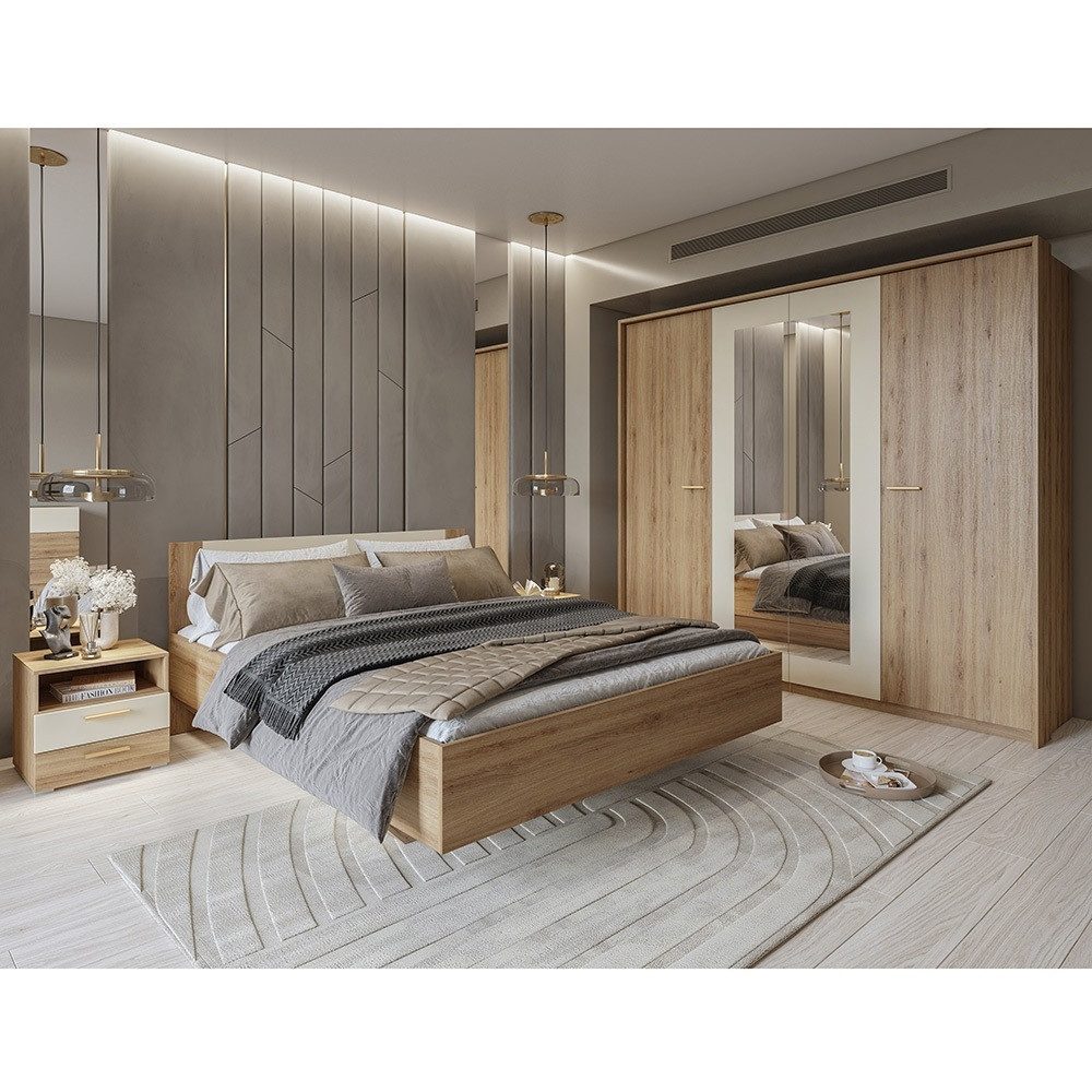 Lomadox Schlafzimmer-Set VARESE-83, (Spar-Set, 4-tlg., Bettgestell Nachtsch günstig online kaufen