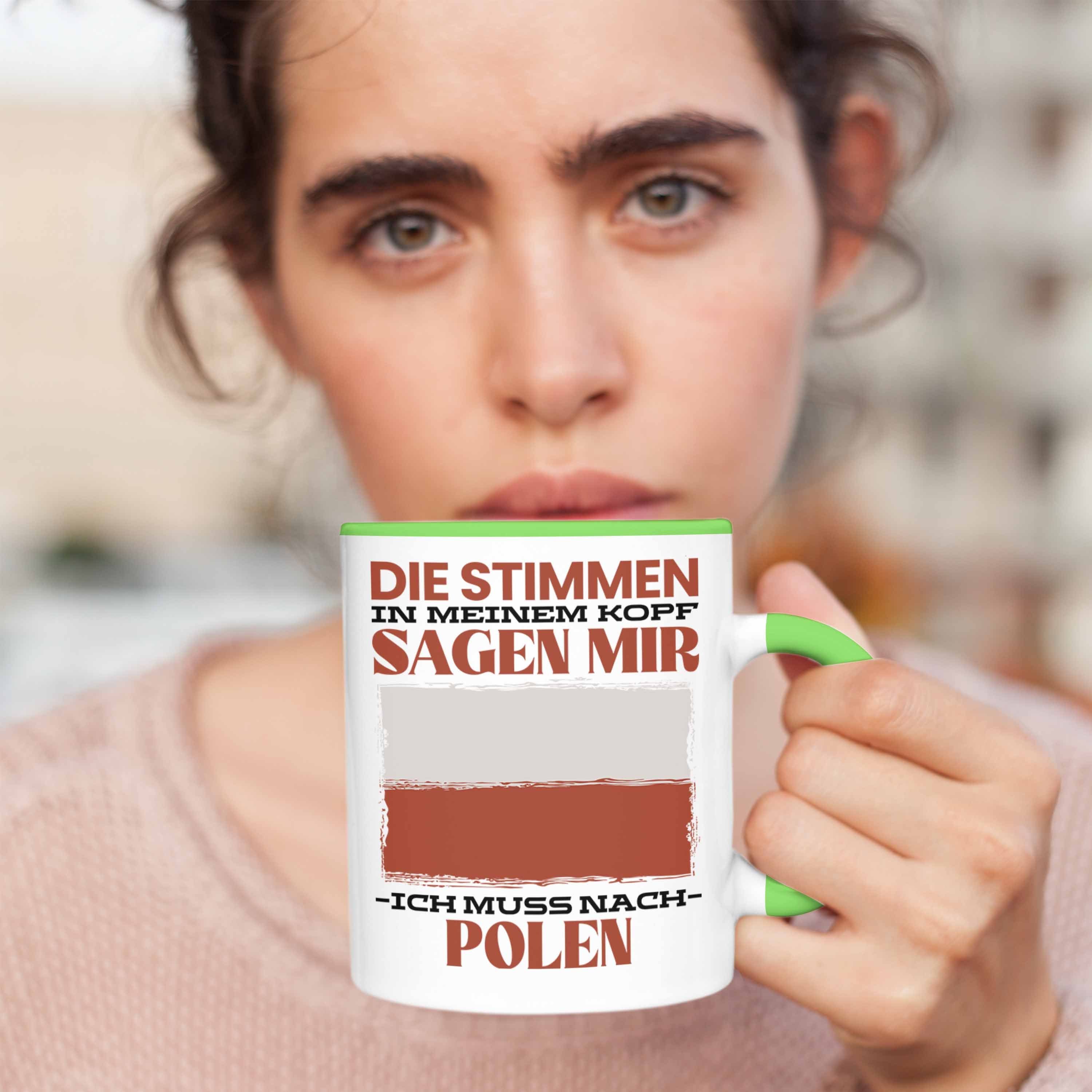 Trendation Tasse Polen Urlaub Heimat Spruch Geschenkidee Grün Tasse Pole Geschenk