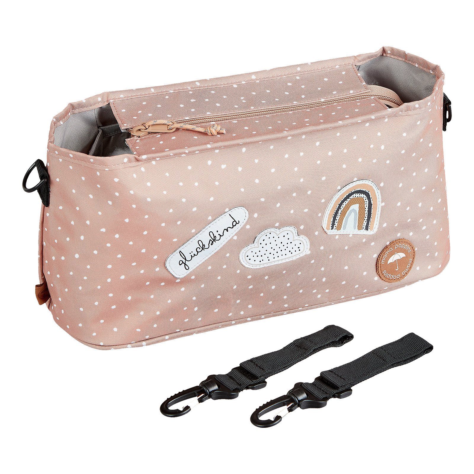 Mama Poppins Germany Kinderwagen-Tasche Kinderwagen Organizer inkl. Befestigungshaken, mit "Glückskind" Patch