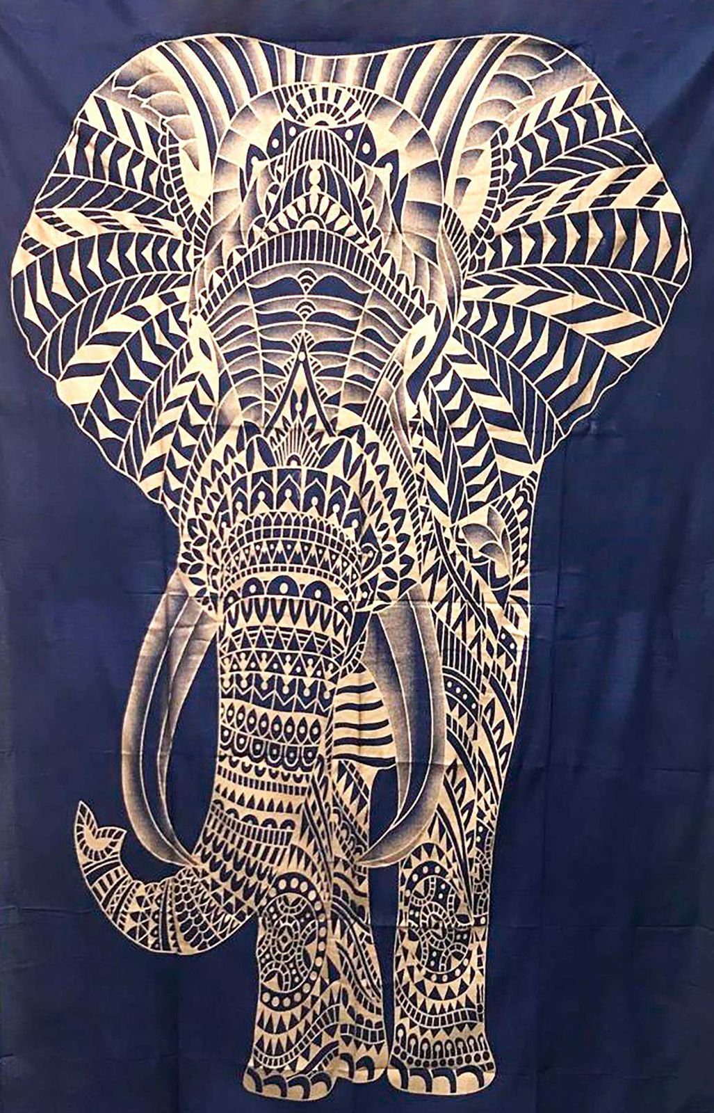 KUNST UND MAGIE Wandteppich Tagesdecke Wandbehang Deko Tuch Goldener Elefant ca. 200 x 230cm