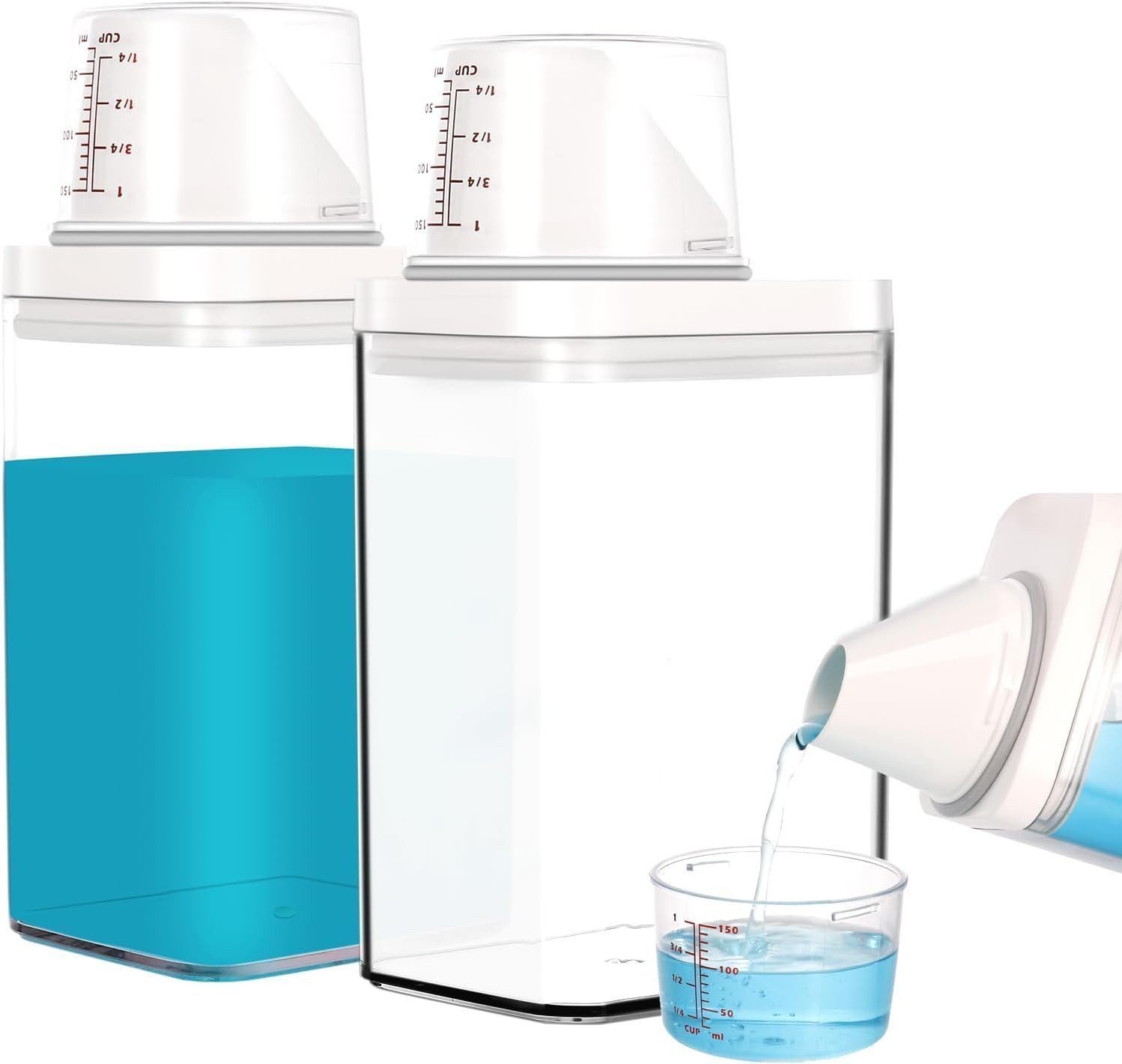 MOPUEA Aufbewahrungsbox Aufbewahrungsbox Luftdichter Waschmittelspender Mit Messbecher 1100 ml (2 St), Wasserdicht