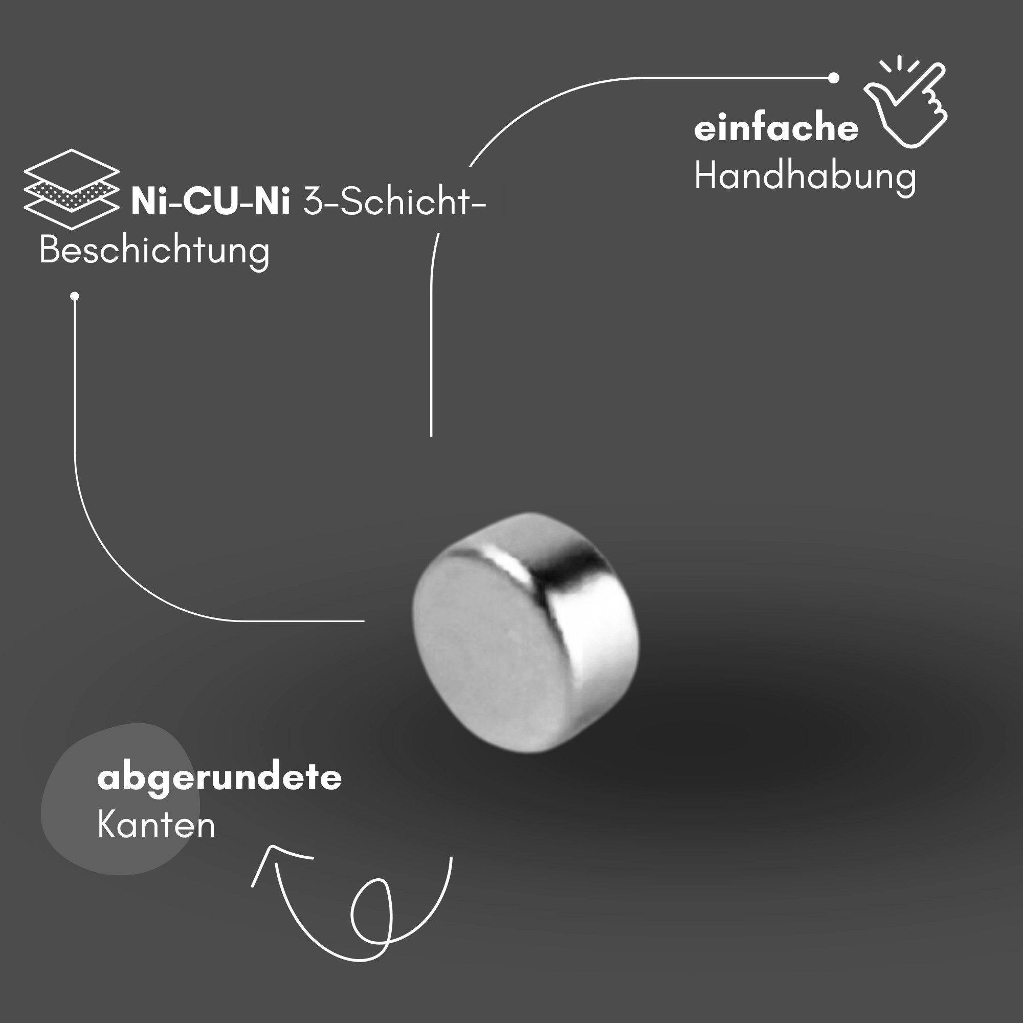 MaajeeKuto Magnet Neodym Magnet 4x2 mm N42 Scheibenmagnet 350g Mini Stark (20-St) – Bild 3 von 5