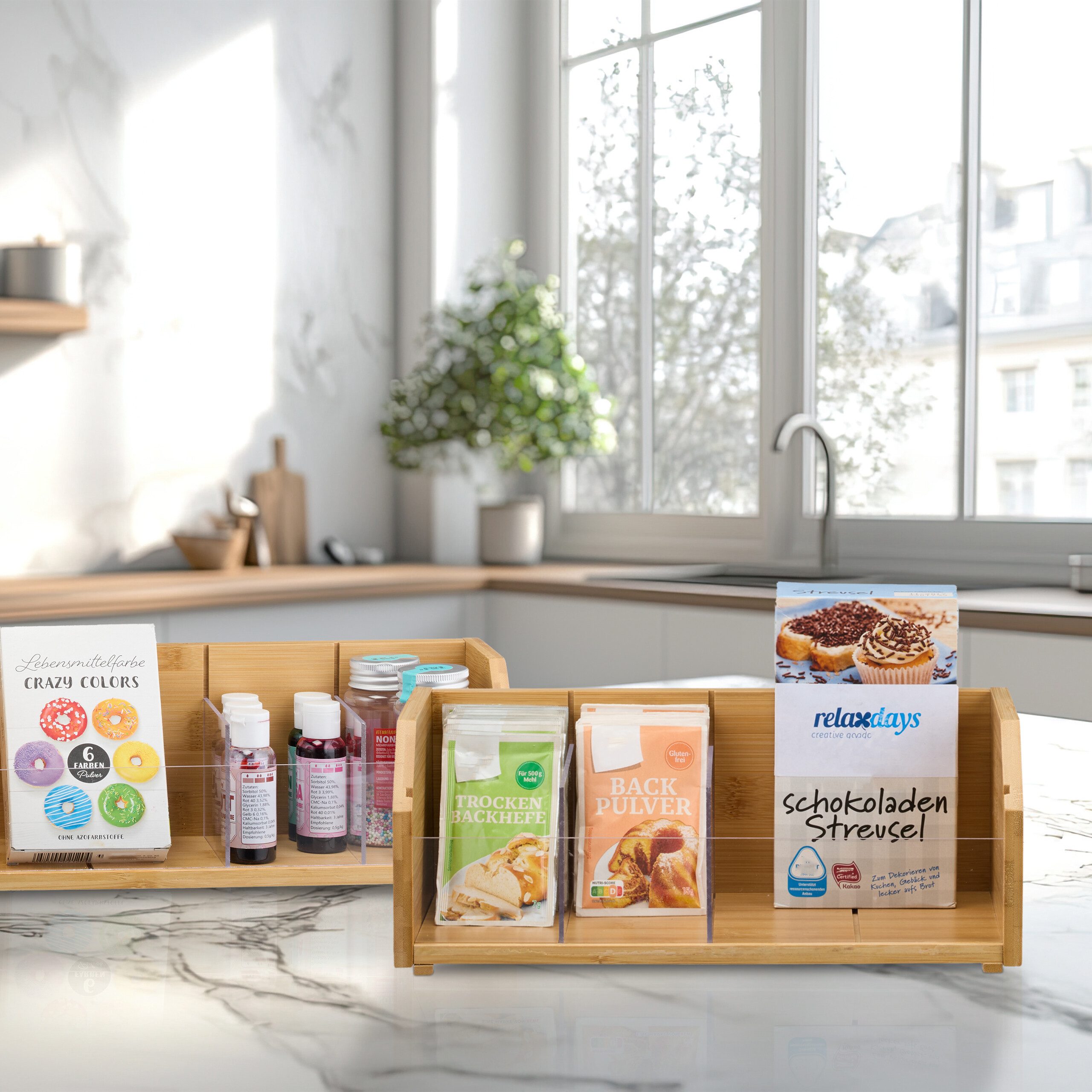 relaxdays Teebox Tee Organizer 12 Fächer Bambus, Bambus