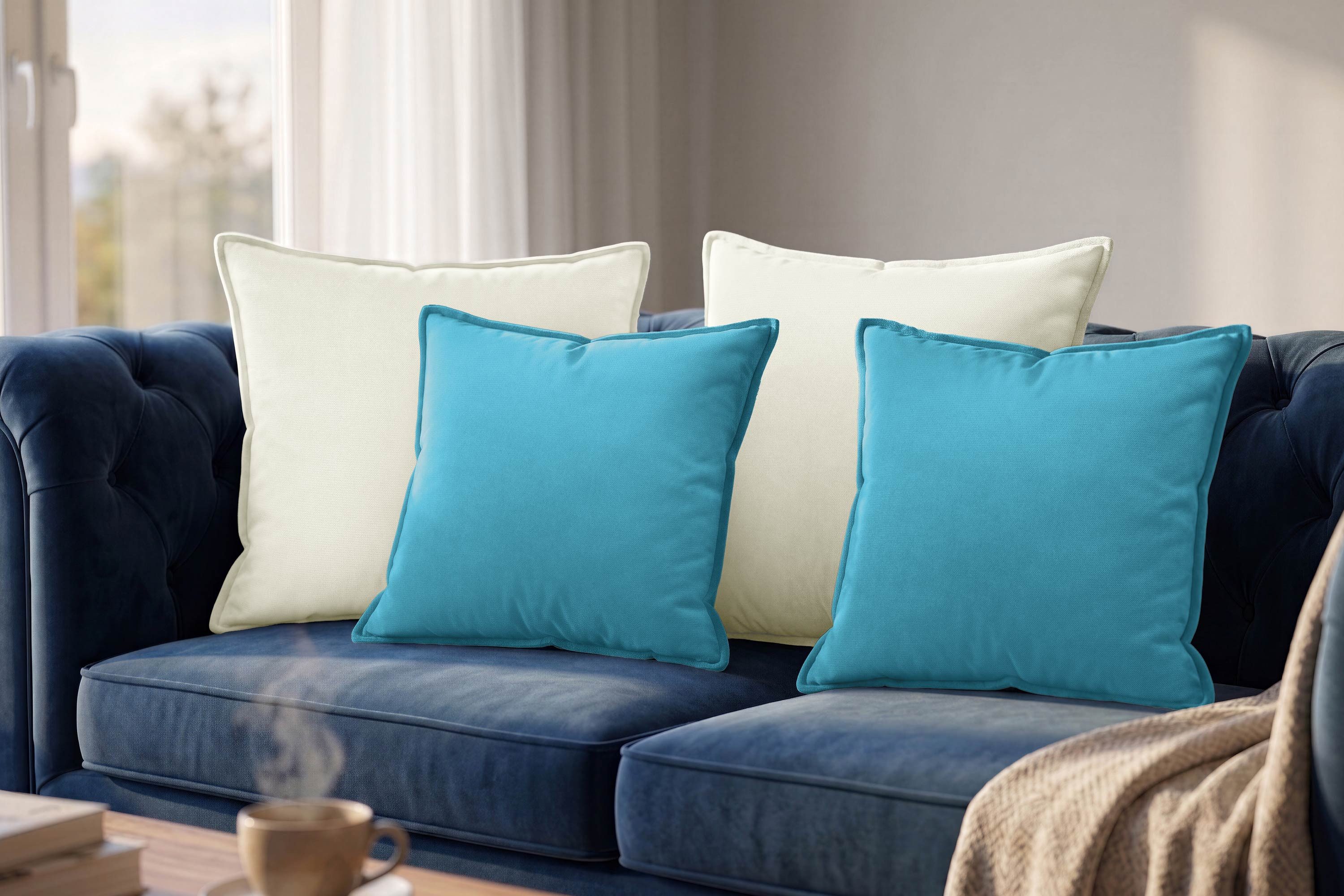 Amilian Dekokissen 4er Set Zierkissen Sofakissen Couchkissen mit Reißverschluss, inklusive Füllung für Sofa, Couch und Bett