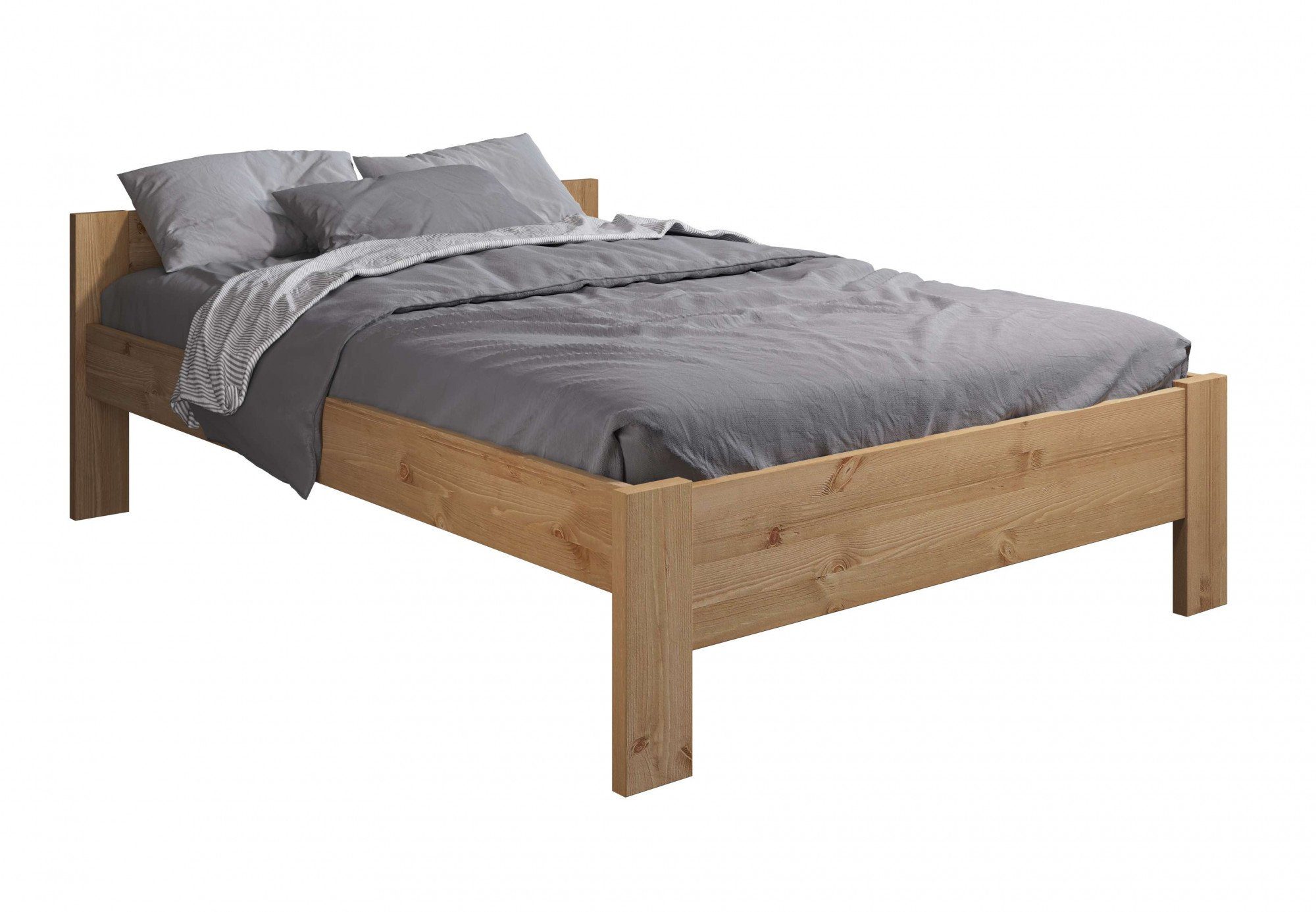 Home affaire Massivholzbett Hero, hohe Belastbarkeit, FSC®-zertifizierte Kiefer (Breite/Belastbarkeit 140cm/180 KG, 90cm/=120 KG), aus massiver Kiefer, inklusive Lattenrost, zeitloses Design