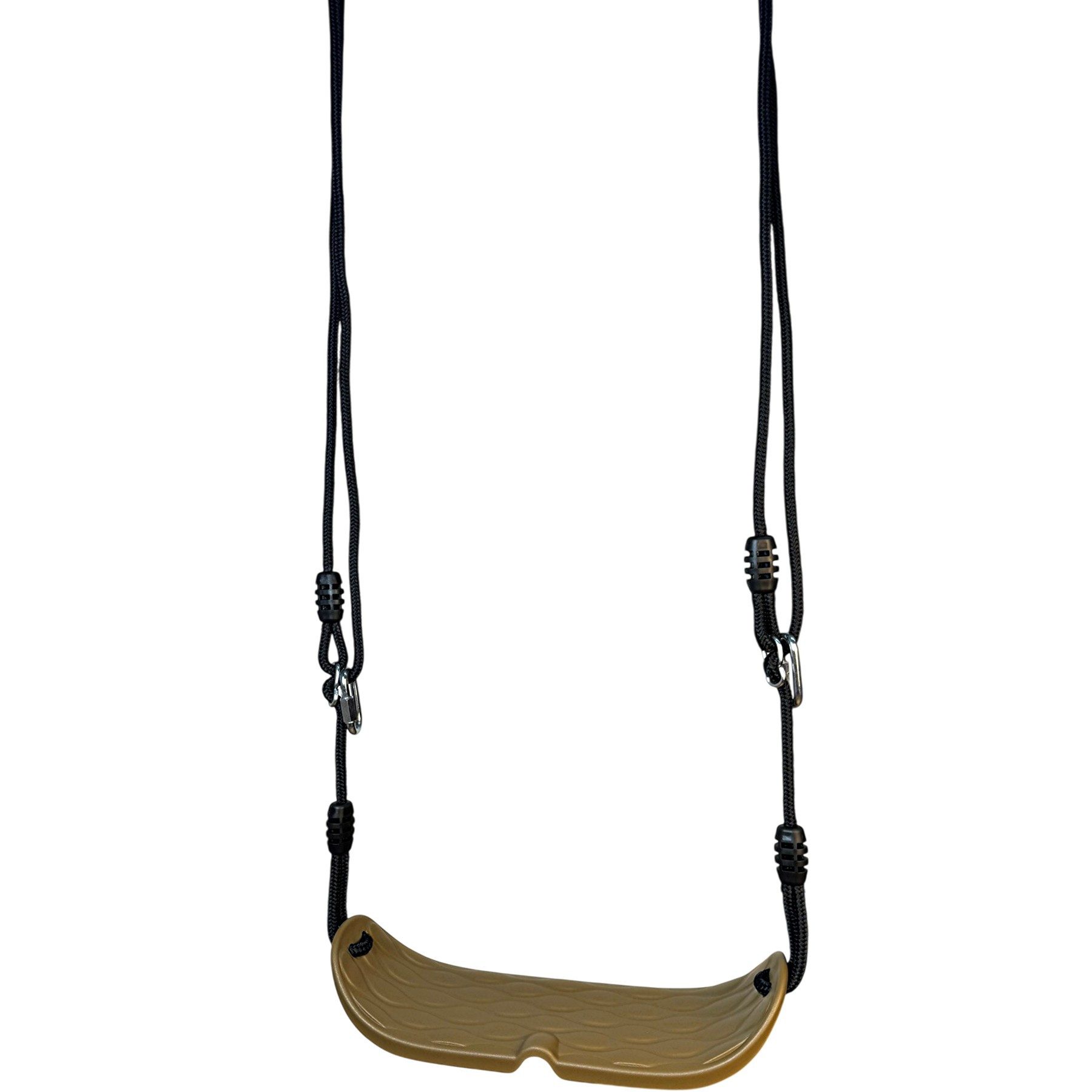 Loggyland Schaukelsitz Brettschaukel Braun aus HDPE mit Seilen, Karabinern, Ergonomisches Wellendesign, UV-beständig, höhenverstellbar