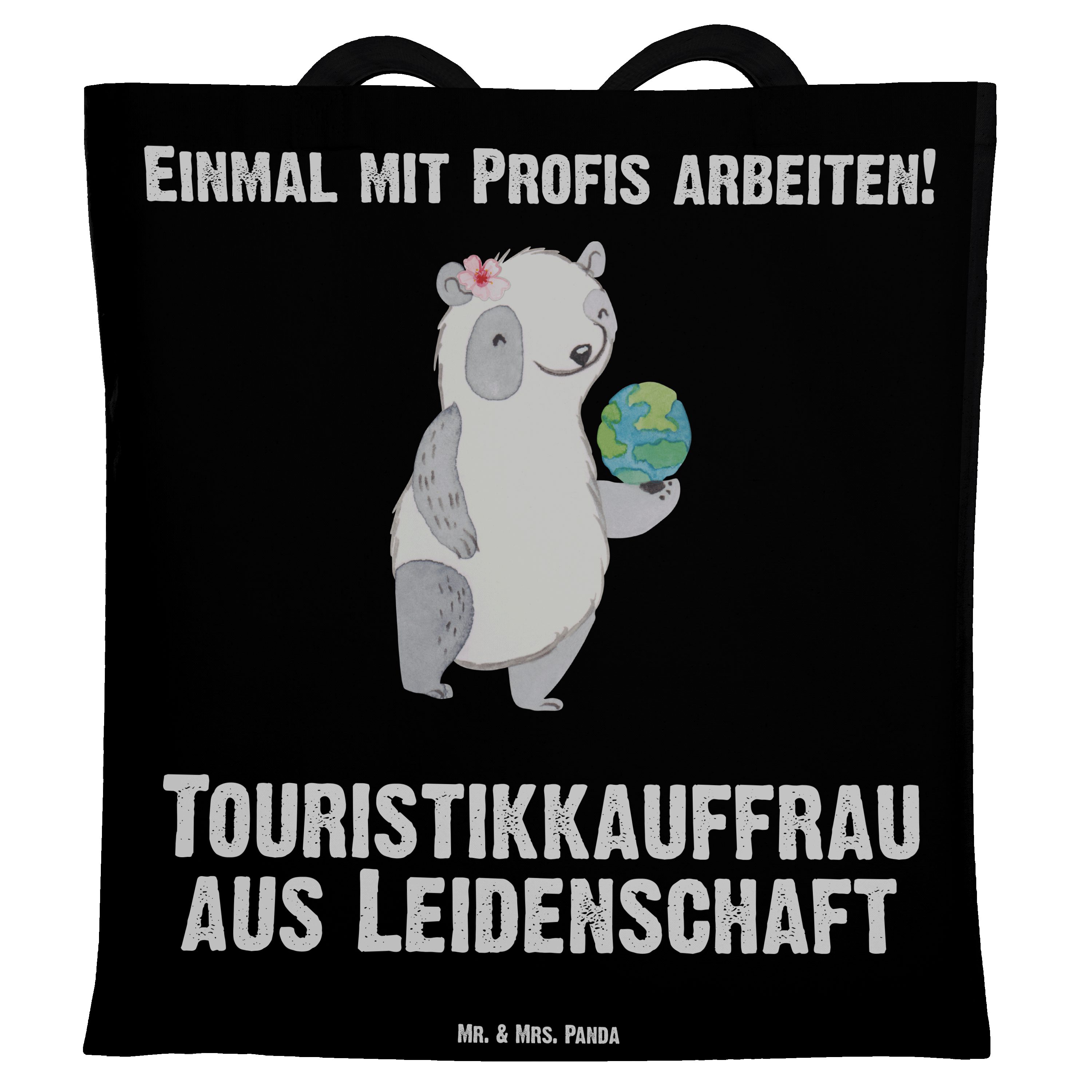 Mr. & Mrs. Panda Tragetasche Touristikkauffrau aus Leidenschaft - Schwarz - Geschenk, Jubiläum, Ju (1-tlg)