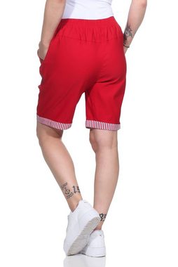 Aurela Damenmode Shorts Bermuda Maritime Damen Sommer Shorts Strandbermuda auch in großen Größen erhältlich, mit elastischem Bund, mit maritimen Details