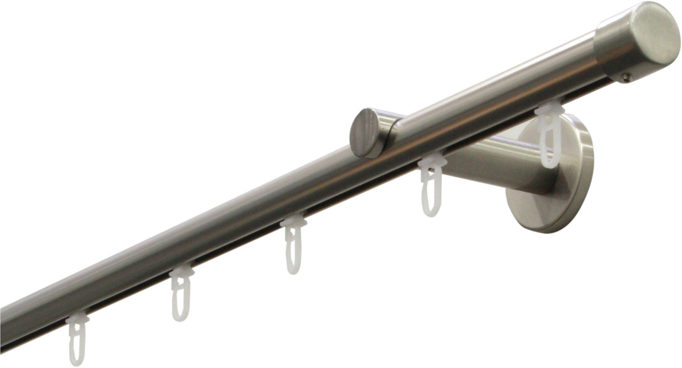 GARDINIA Gardinenstange Set Isa 1-Lauf mit Innenlauf II, Ø 2 mm, 1-läufig, mit Bohren, Metall, mit Bohren, Wandmontage, Metall, Komplettes Gardinenstangen-Set