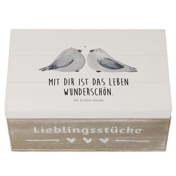 Mr. & Mrs. Panda Dekokiste 19 x 12 cm Turteltauben Liebe - Weiß - Geschenk, Pärchen, Heiratsantr (1 St), Robustes Material
