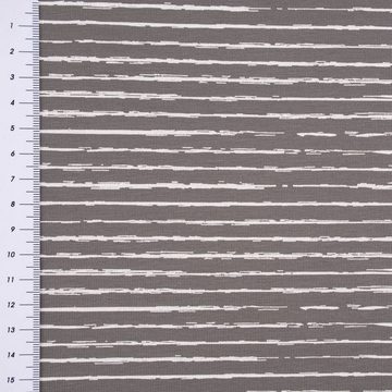 SCHÖNER LEBEN. Stoff Baumwolljersey Jersey Streifen unregelmäßig grau weiß 1,45m Breite, allergikergeeignet