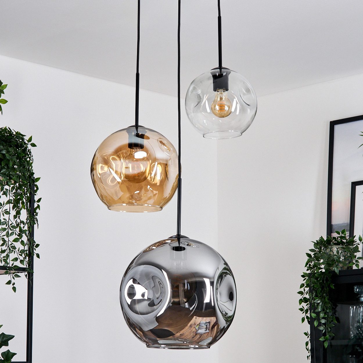 hofstein Hängeleuchte Hängelampe aus Metall/Glas in günstig online kaufen