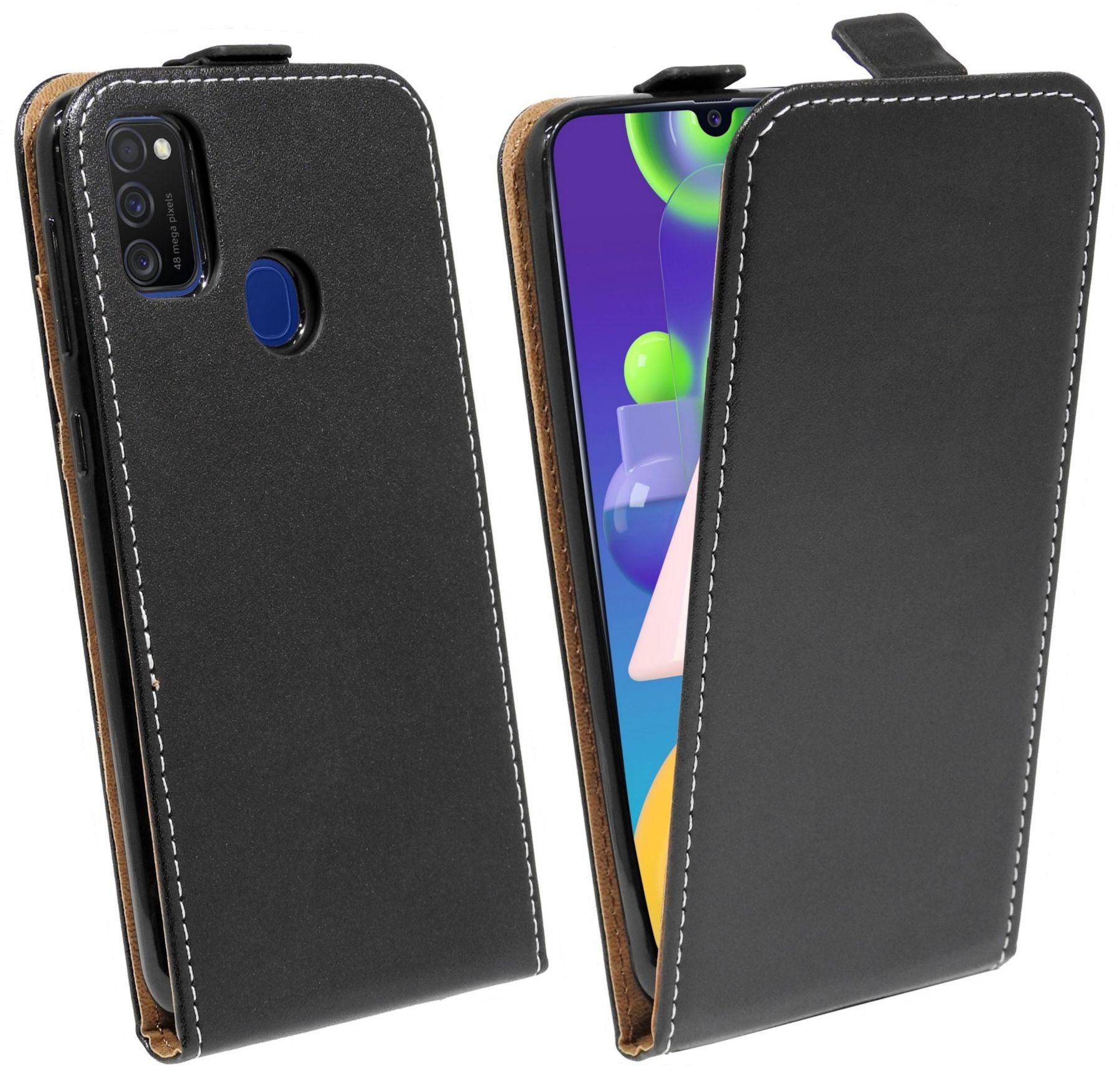 cofi1453 Handyhülle Flip Case für Samsung Galaxy M30s, Schutzhülle Handy Flip Cover Klapptasche Schwarz