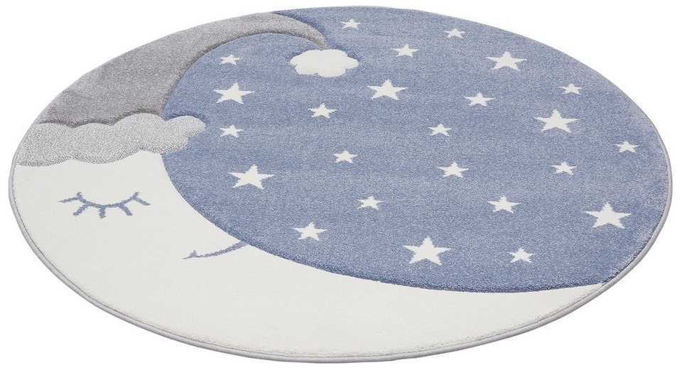 Kinderteppich »Halbmond«, Lüttenhütt, rund, Höhe 13 mm, HochTief-Effekt