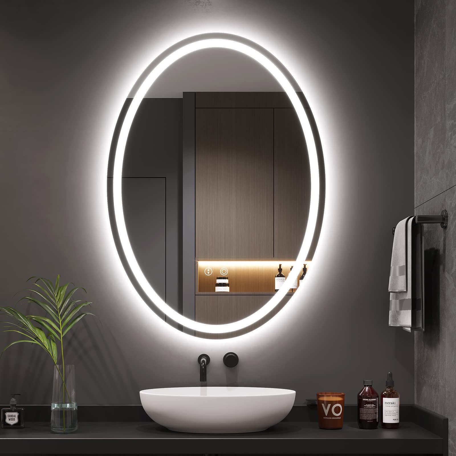 Dripex Badspiegel LED Oval Spiegel, Wandspiegel günstig online kaufen