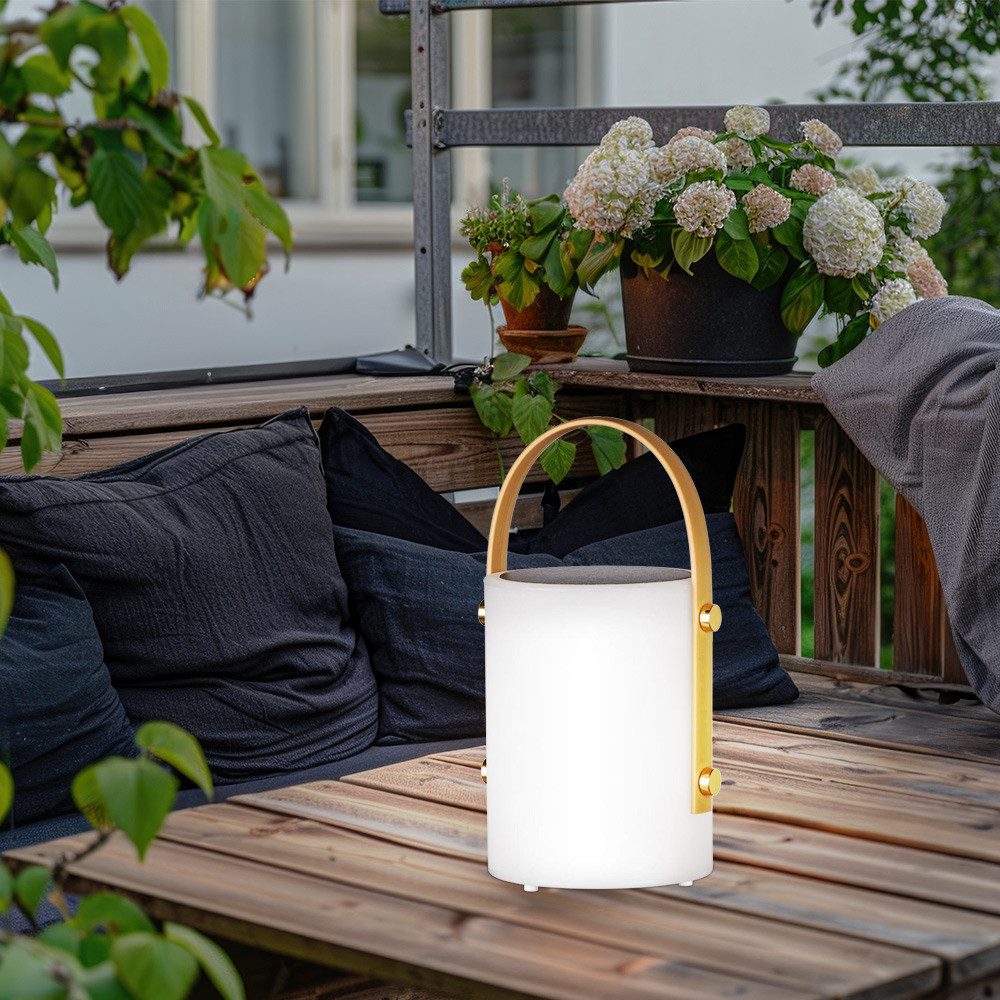 FISCHER & HONSEL LED Solarleuchte, LED-Leuchtmittel fest verbaut, Warmweiß, Farbwechsel, Außen Tischlampe Solarleuchte dimmbar Fernbedienung RGB LED H 24 cm