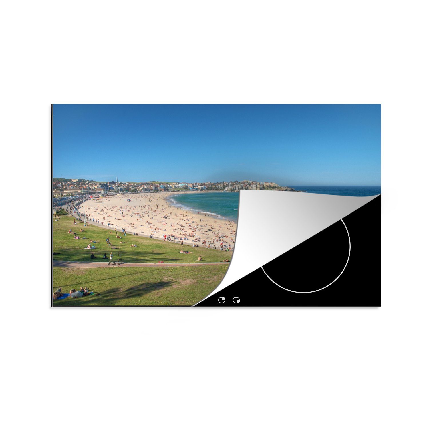 Bondi Ceranfeldabdeckung Schutz Beach für tlg), Australien, (1 küche, MuchoWow 81x52 cm, Vinyl, Blick Induktionskochfeld die auf Herdblende-/Abdeckplatte in