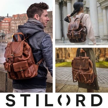 STILORD Notebook-Rucksack "Nora" Großer Lederrucksack Vintage für Damen und Herren