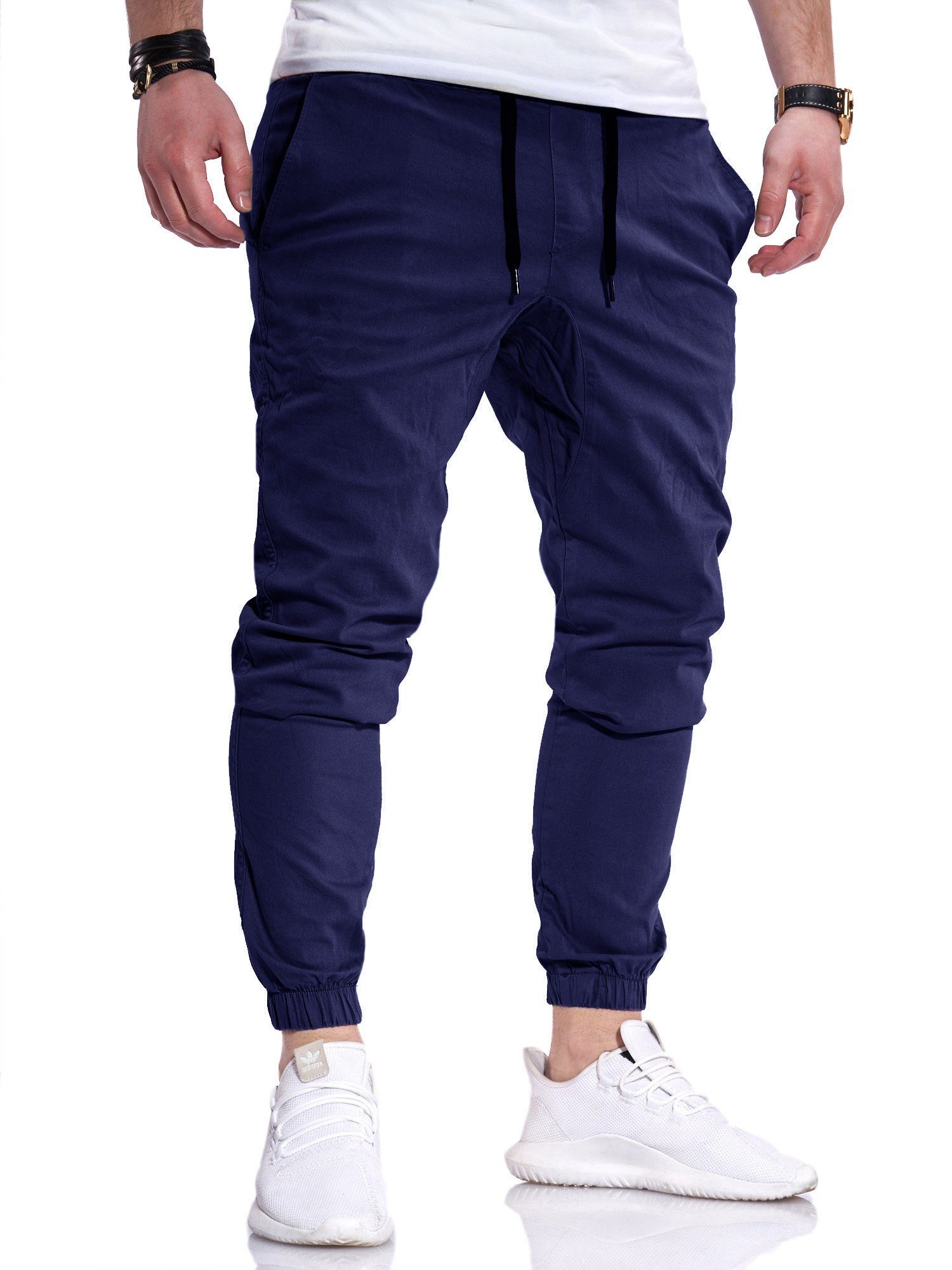 behype Chinohose MPC-60 Jogger-Hose mit elastischem Bund Navy