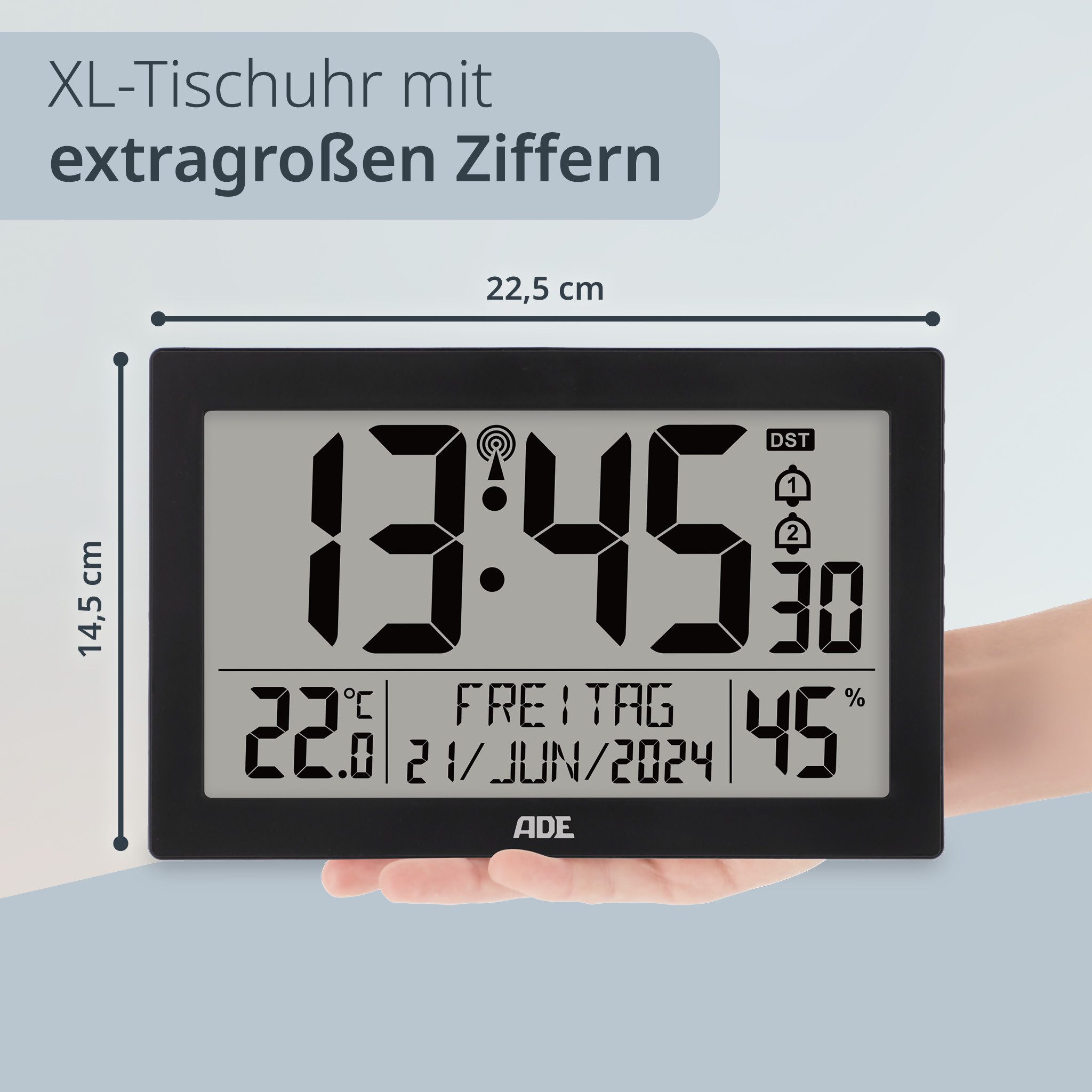 ADE Funktischuhr Digitale extragroße Wand- oder Tischuhr mit Beleuchtung mi günstig online kaufen