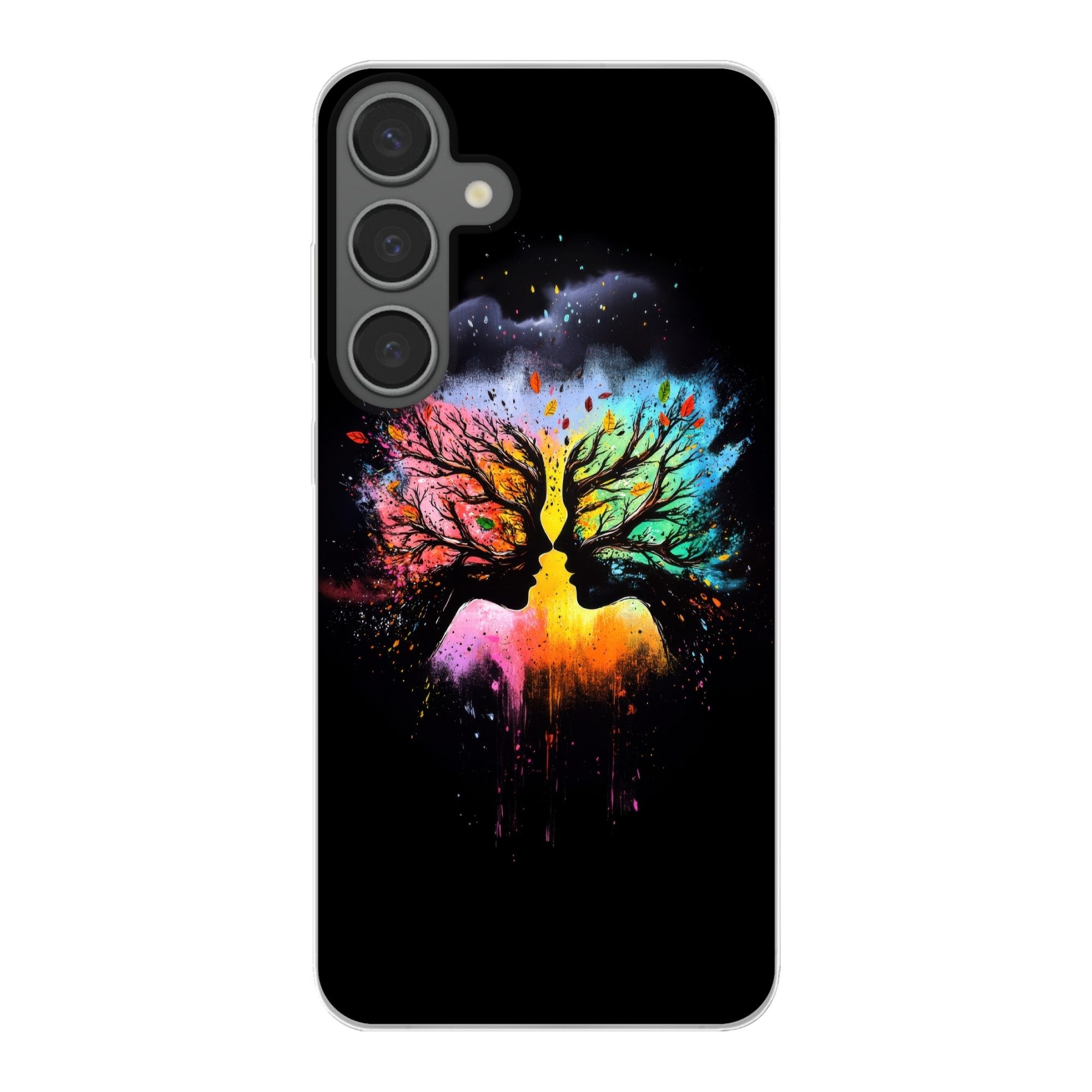 MuchoWow Handyhülle für Samsung Galaxy S24 Plus Gesichter - Silhouetten - Bunt - Äste, Phone Case, Silikon, Schutzhülle Dünn